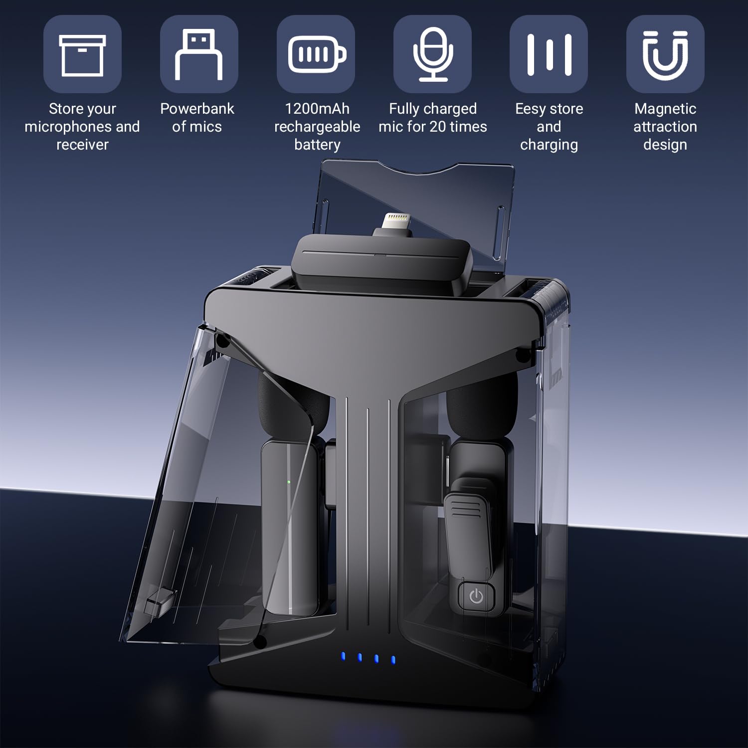 2 Pack Wireless Mini Lavalier Lapel Microphone for iPhone,Android Phone(2 in 1) w/case - 65ft Cordless Clip on Dual Mics with Noise Reduction 6H Working Time for Video Recording Vlogging, YouTube