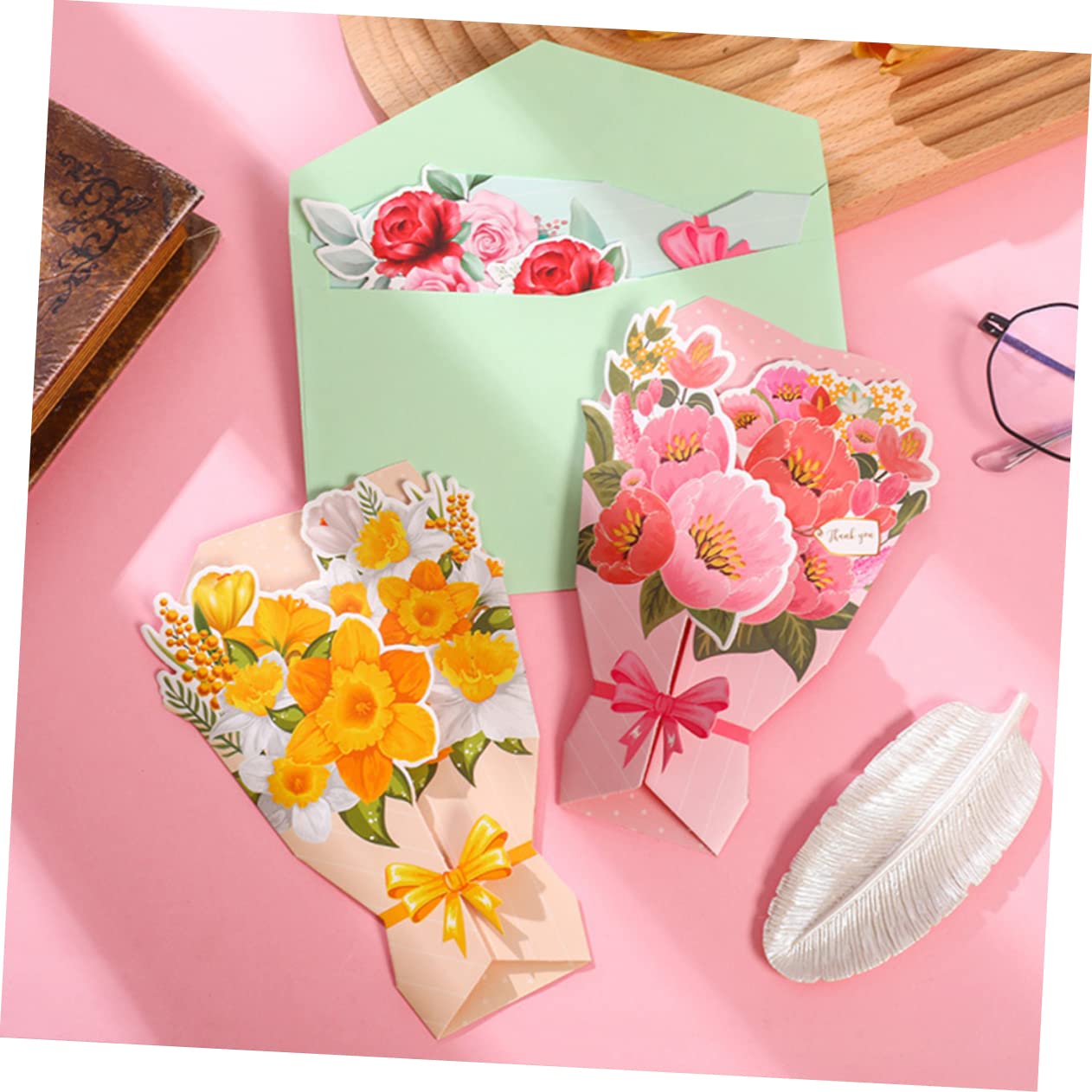 30pezzi Biglietti Di Compleanno Carta Con Bouquet Di Fiori Biglietti Di Auguri Per La Festa Degli Insegnanti e Compleanni Confezione Di Auguri Decorativa