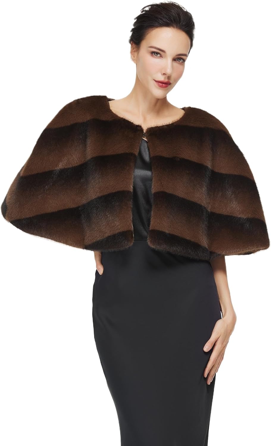 Faux Fur Shawls and Wraps for Formal Evening Dresses Winter Fur Stole Cape Bolero