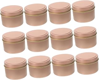 ERINGOGO 12pcs 4 Oz Empty Metal Candle Tins Tinplate for Candle Making | Portable Leak-proof Design, Delicate Creative Style, Bedroom Home Decor Use, Fashionable Gift Set