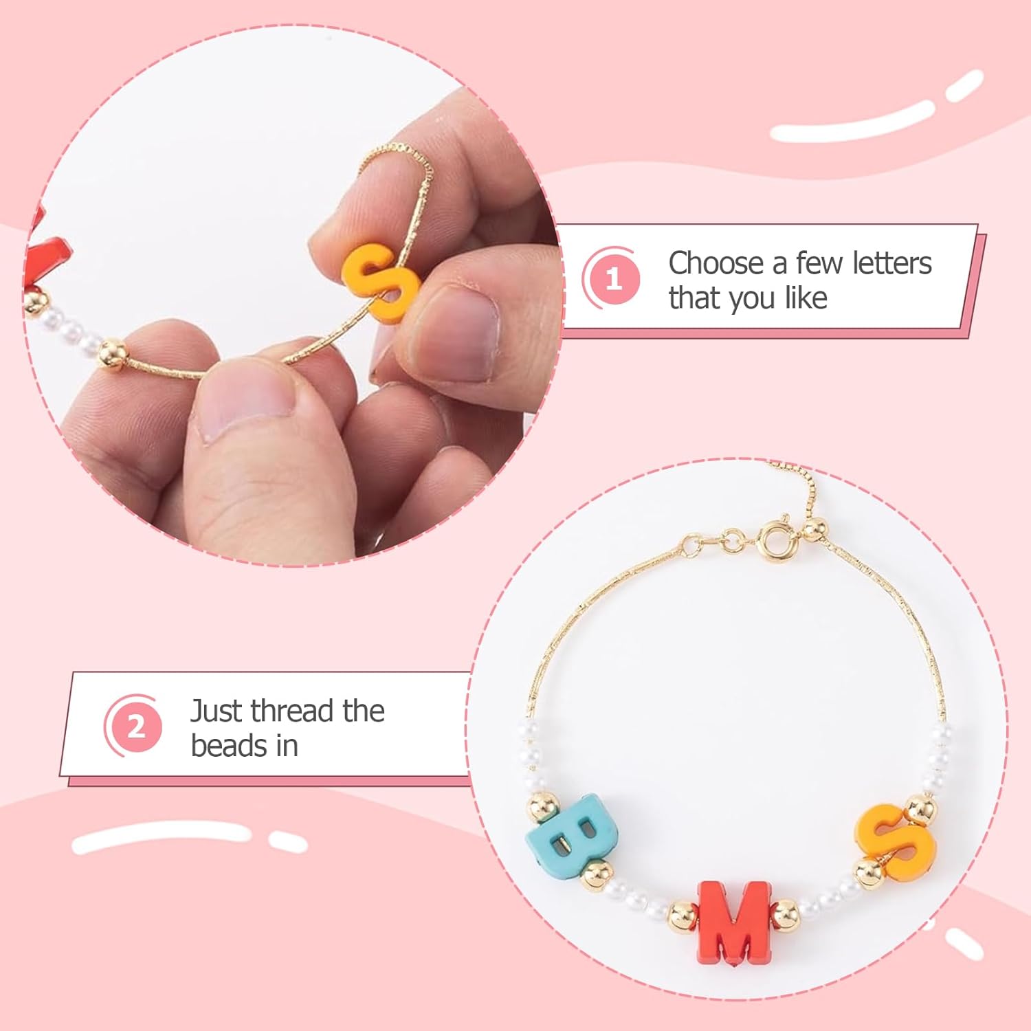 400pcs Large Alphabet Letter Beads,A-Z Large Alphabet Letter Charms for Jewelry Making, Bracelets, Necklaces, Keychains, DIY Crafts, Plastic Beads for Personalized Accessories (Classic Color) - Image 3