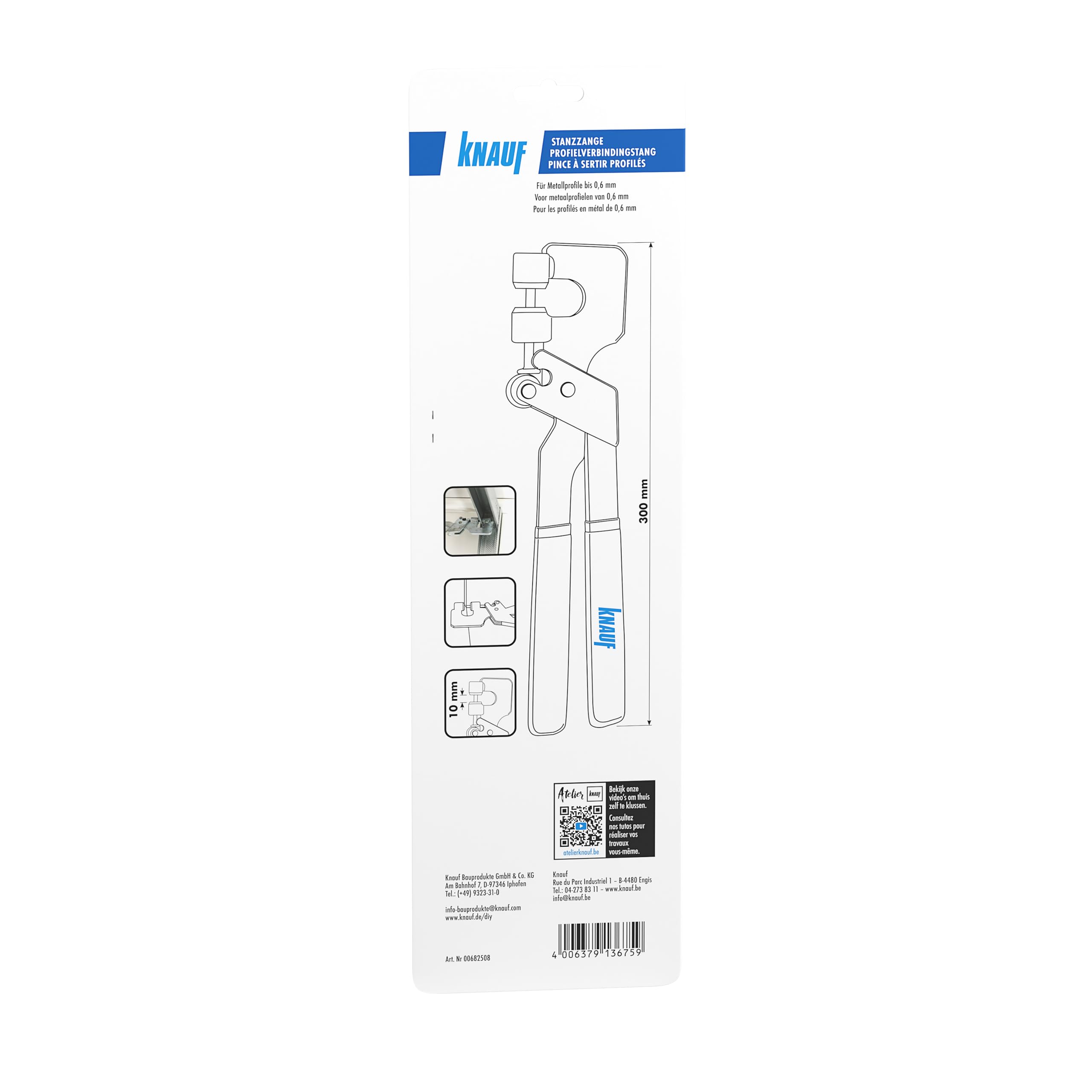 Pomello 4003982055521 Stanz verkrimpen di profili in metallo con timbro, krimp Pinza intercambiabile con Stopper tra le maniglie