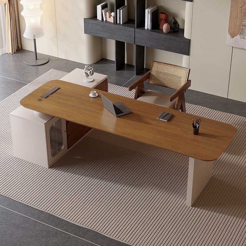 Scrivania angolare in legno massello, scrivania moderna per consultazioni per casa o lavoro, postazione di lavoro multifunzionale per l'installazione di casa e ufficio