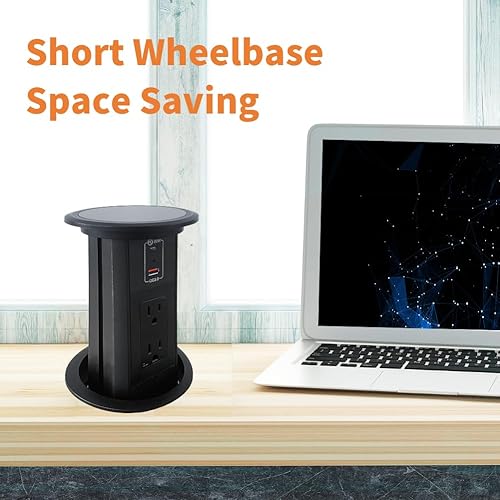 Miniatura 8 de ZESHAN Toma de corriente desplegable para encimera de cocina, enchufe de alimentación con cargador inalámbrico, 2 potencias y USB C PD carga rápida