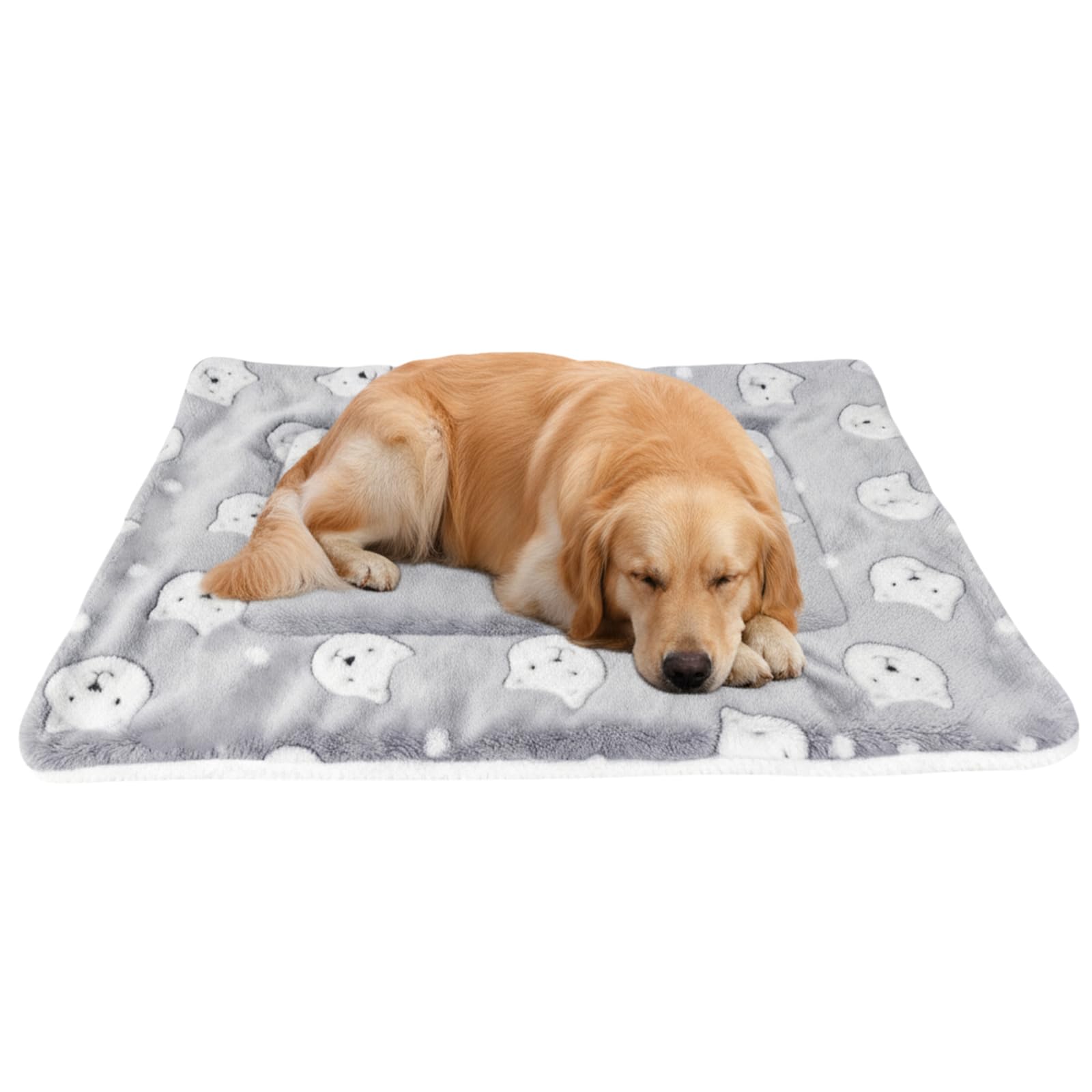 Colchoneta para Perros Con Adorable Estampado de Oso, Manta Para Perros y Gatos Suave y Cálida, Colchoneta para Mascotas Reversible, Colchoneta Cálida para Perros Pequeños y Medianos (Gris, 79×60cm)