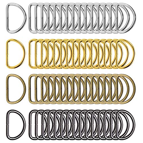 100 Pieces 1 Inch Metal D Ring Buckles D-Ring Loop for Sewing Keychains Belts and Dog Leash Hand DIY Accessories, 4 Colors
