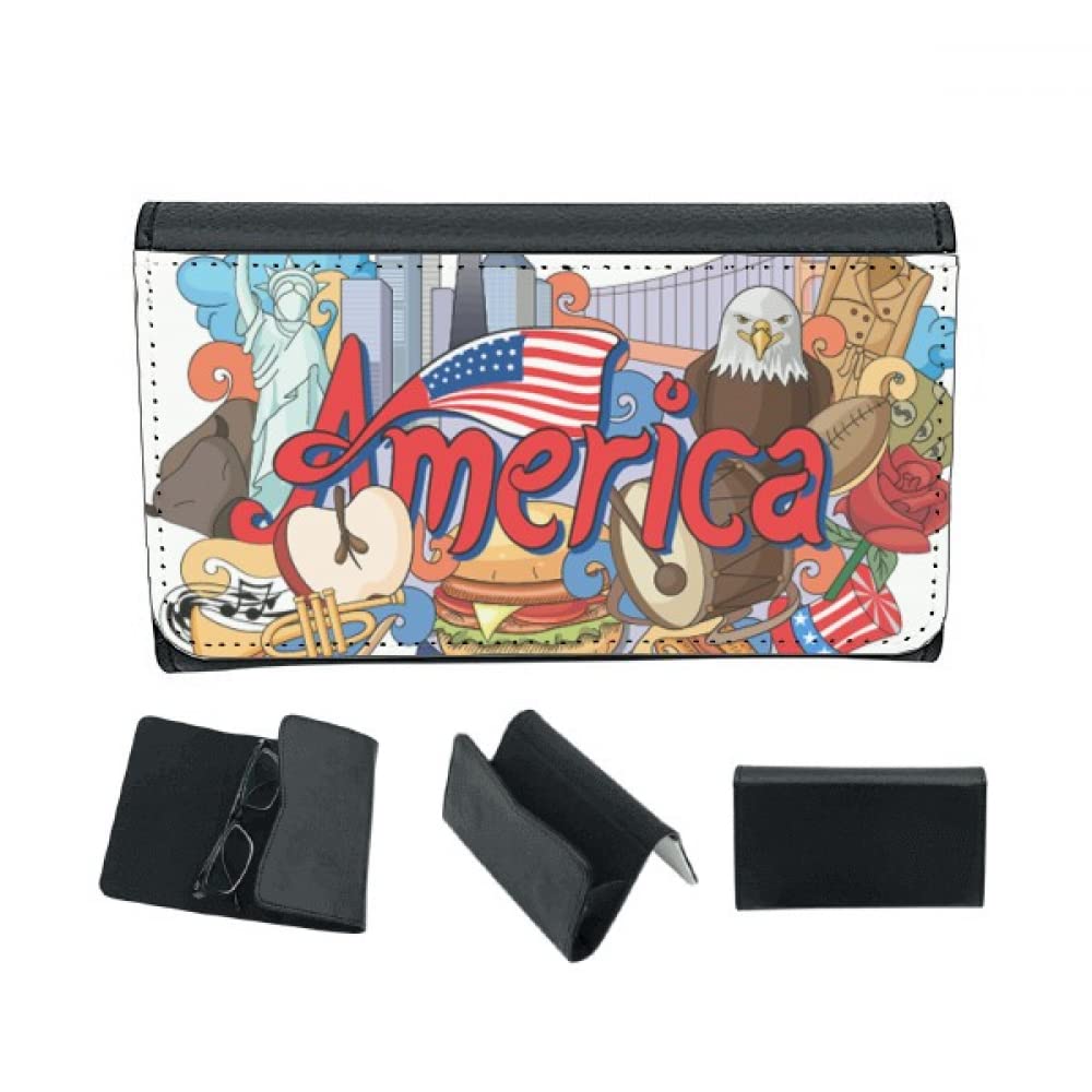 no/noEagle Liberty Burger America Graffiti Eyeglass Case Hard Shell Portable Holder