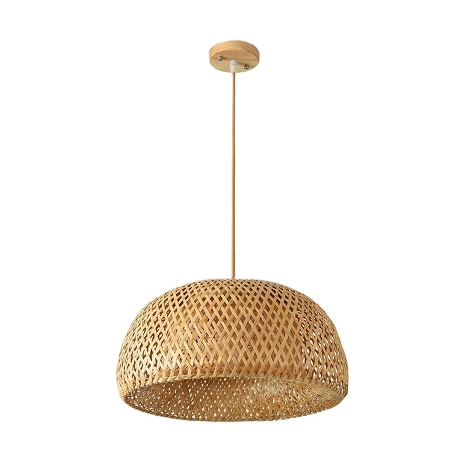 Bdfjeds No Bulb Pendant Lights Shade Lantern 38/45Cm Pendant Lamp Natural Rattan Wicker E27 Chandeliers Hand-Woven Lampshades Lighting Fixture Hanging Light(38Cm)