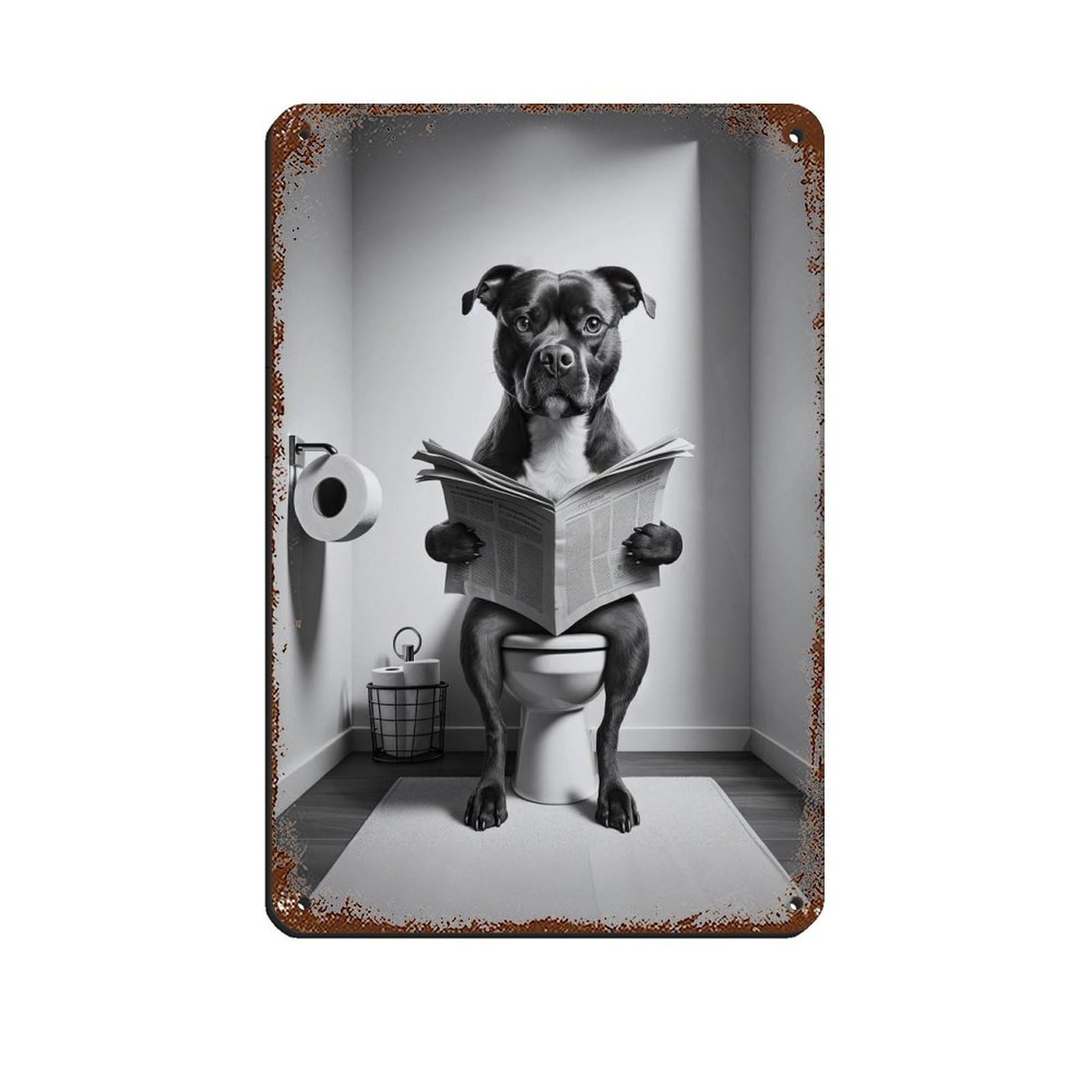 Lxwnze 20L X 30W Cm Staffordshire Bull Terrier,Bathroom Art Poster Retro Poster Metal Tin Sign Chic Art Retro Iron Painting Bar People Cave Cafe Family Garage Poster Wall Decoration 8X12inch(20X30cm)