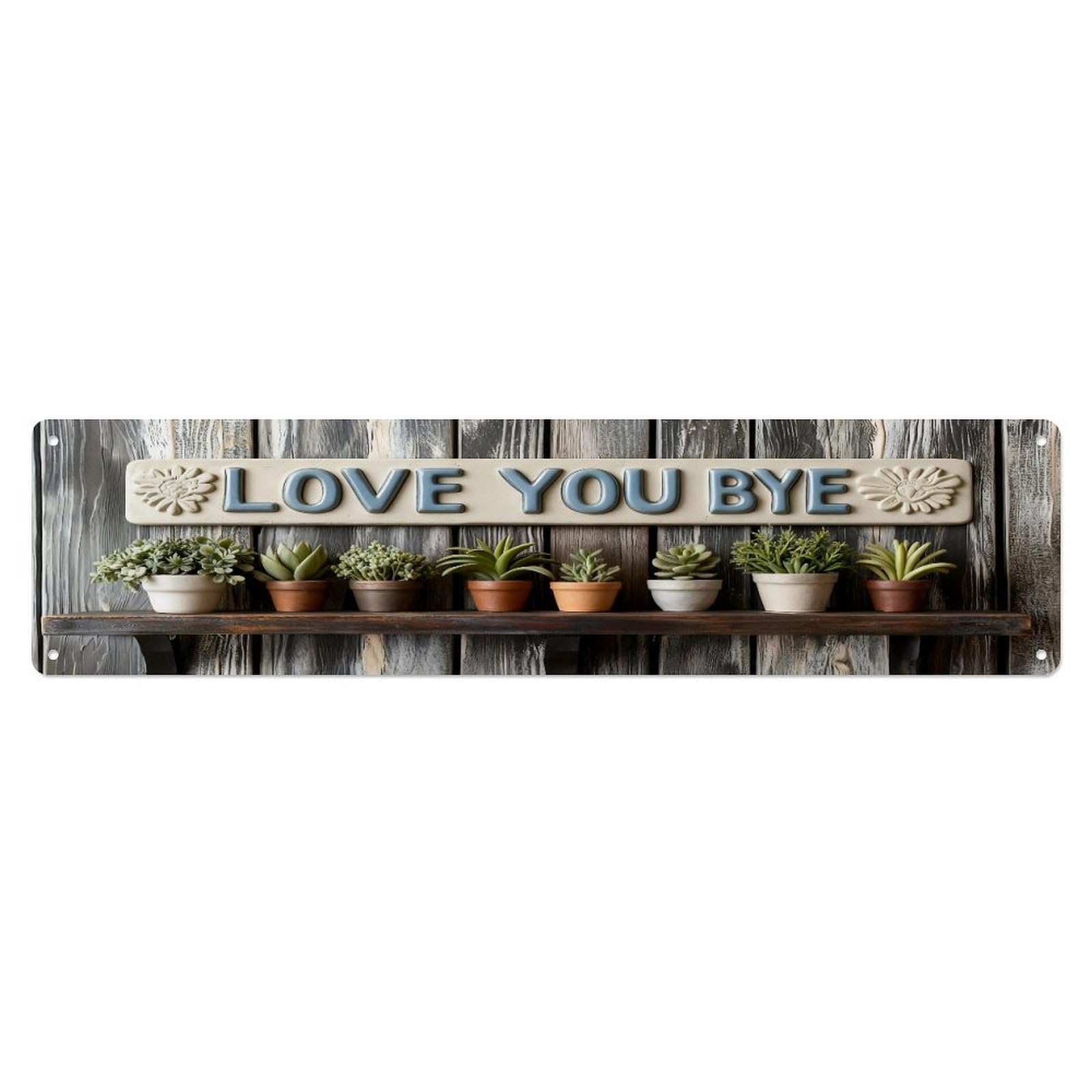 Iageret Vintage Love You Bye Sign With Flowers Metal Tin Sign Retro Wall Decor, Bar Garage Cafe Kitchen Home Wall Art Poster Decoration 4X16inches