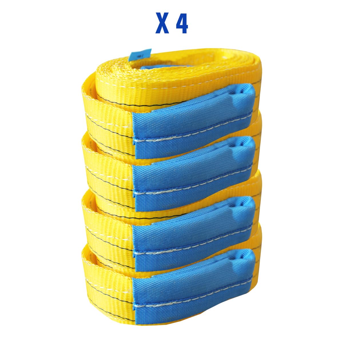 Set N°4 Fasce Gialla Portata 3000 kg 5 Metri - Kit con 4 Brache Per il Sollevamento 3 Ton Lunghezza 5 metri