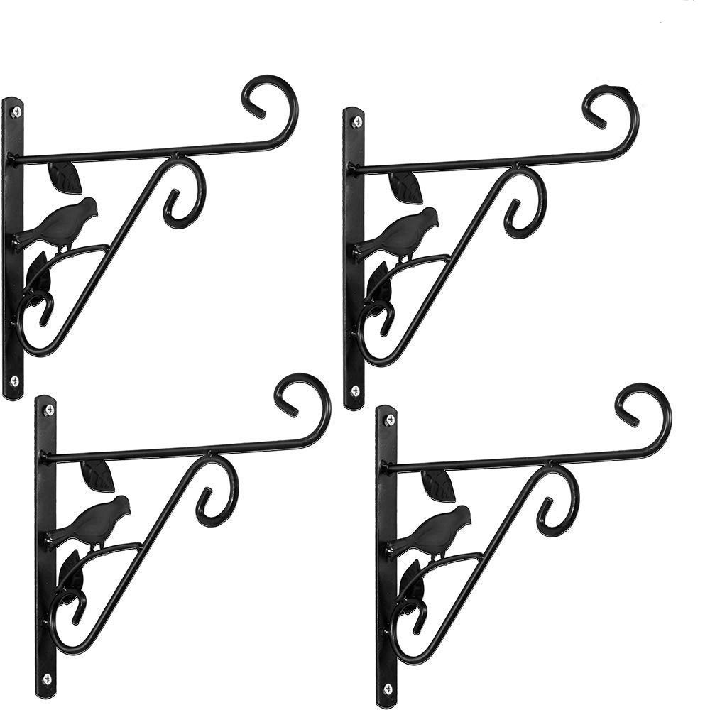 Ezzu Crafts 4 Pack Hanging Plants Bracket 10 Wall Planter Hook Flower Pot Bird Feeder Wind Chime Lanterns Hanger Patio Lawn Garden for Shelf Shelves Fence Screw Mount Against Door Arm Hardware (B081V9RHC7) Amazon Price History, Amazon Price Tracker