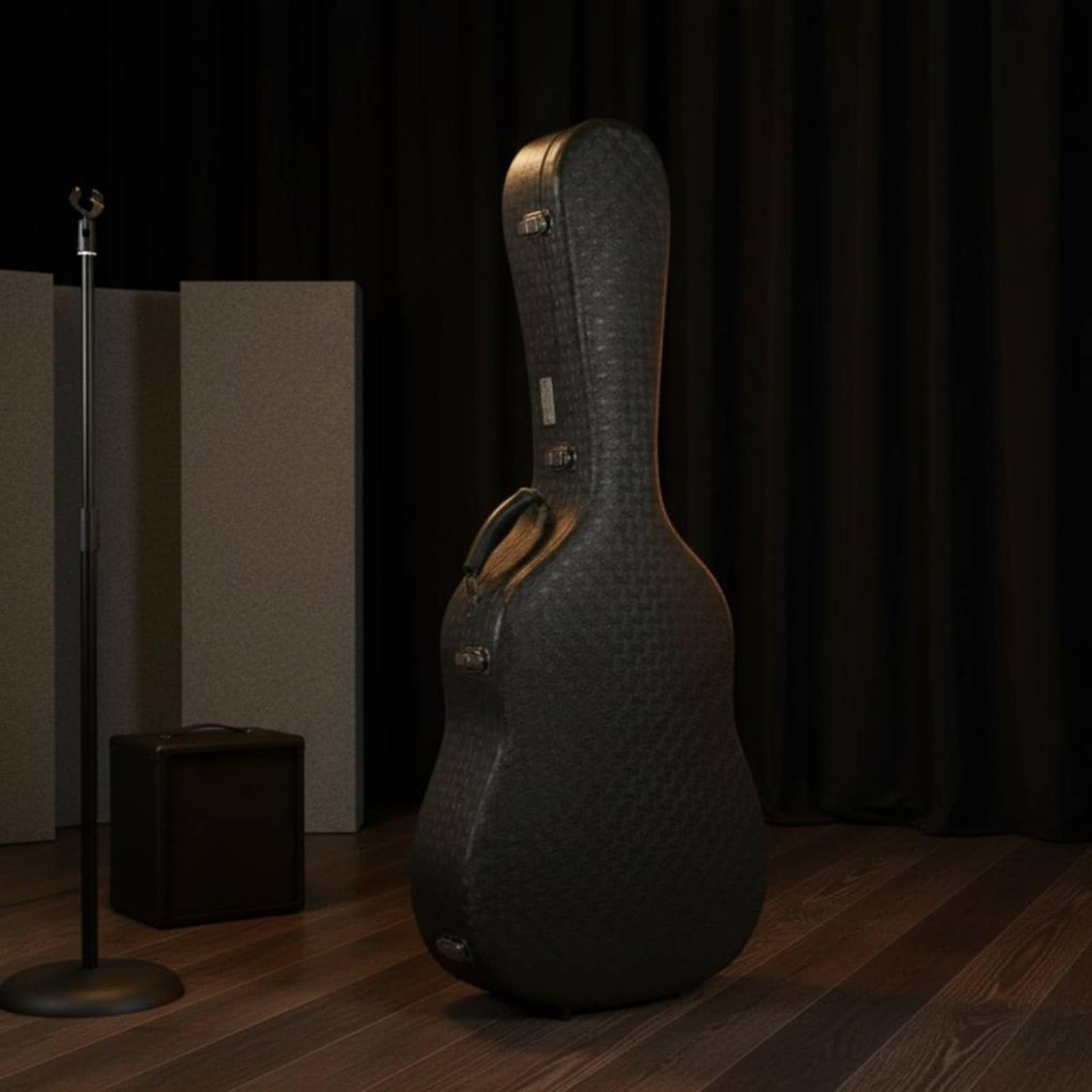 Estuche Acústico Estuche Funda Maletín Caja Protectora con Concha Estructural y Forro Aterciopelado Compartimento para Púas y Cables Adecuado para Transporte Diario Aeropuerto Estudio