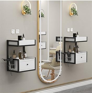 Bedside Table, Floating Nightstand with Drawers, Floating Shelves, Wooden, Set of 2, Bedside Table with Sealed Drawers and Open Shelves for Bedroom, Living Room, Kitchen, Salon