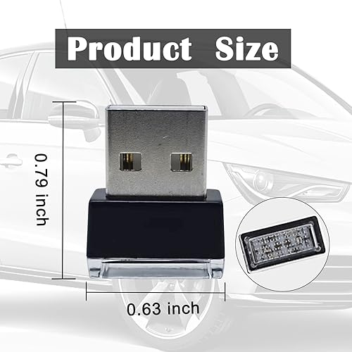Miniatura 2 de 4 piezas de lámpara de ambiente LED USB para automóvil, luz nocturna, kit de luz de iluminación para automóvil, mini luces USB LED universales, para