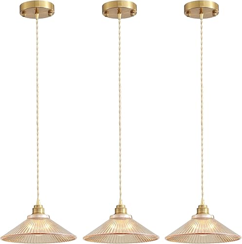 Miniatura 1 de Lámpara colgante para isla de cocina, moderna lámpara colgante para comedor, luces colgantes ajustables con pantalla de vidrio para dormitorio,