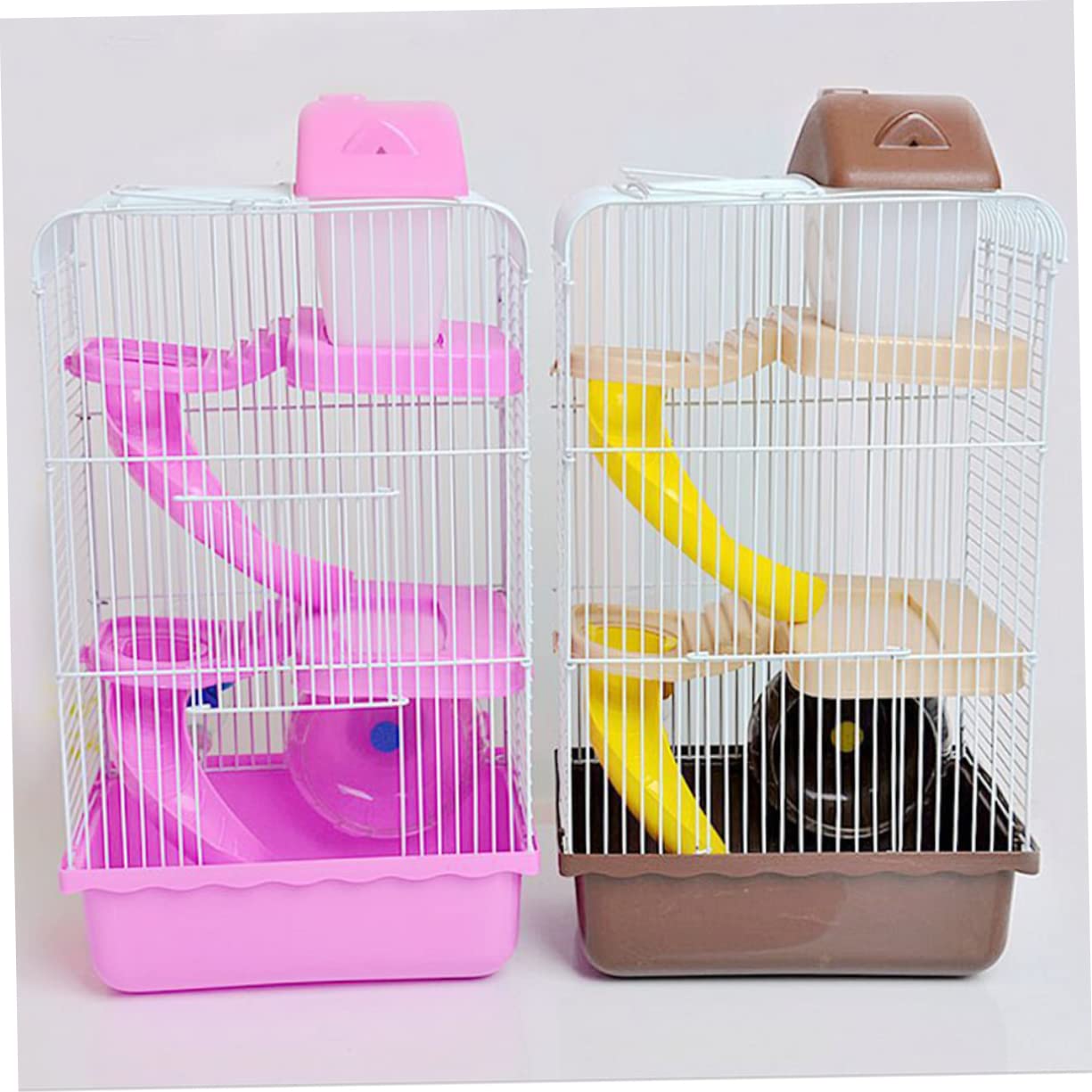 TOYANDONA Hamsterkäfig aus Robustem Kunststoff Mehrstufig mit Rutsche Haustierkäfig mit Laufrad und Wassernapf Chinchillakäfig als Spielhaus