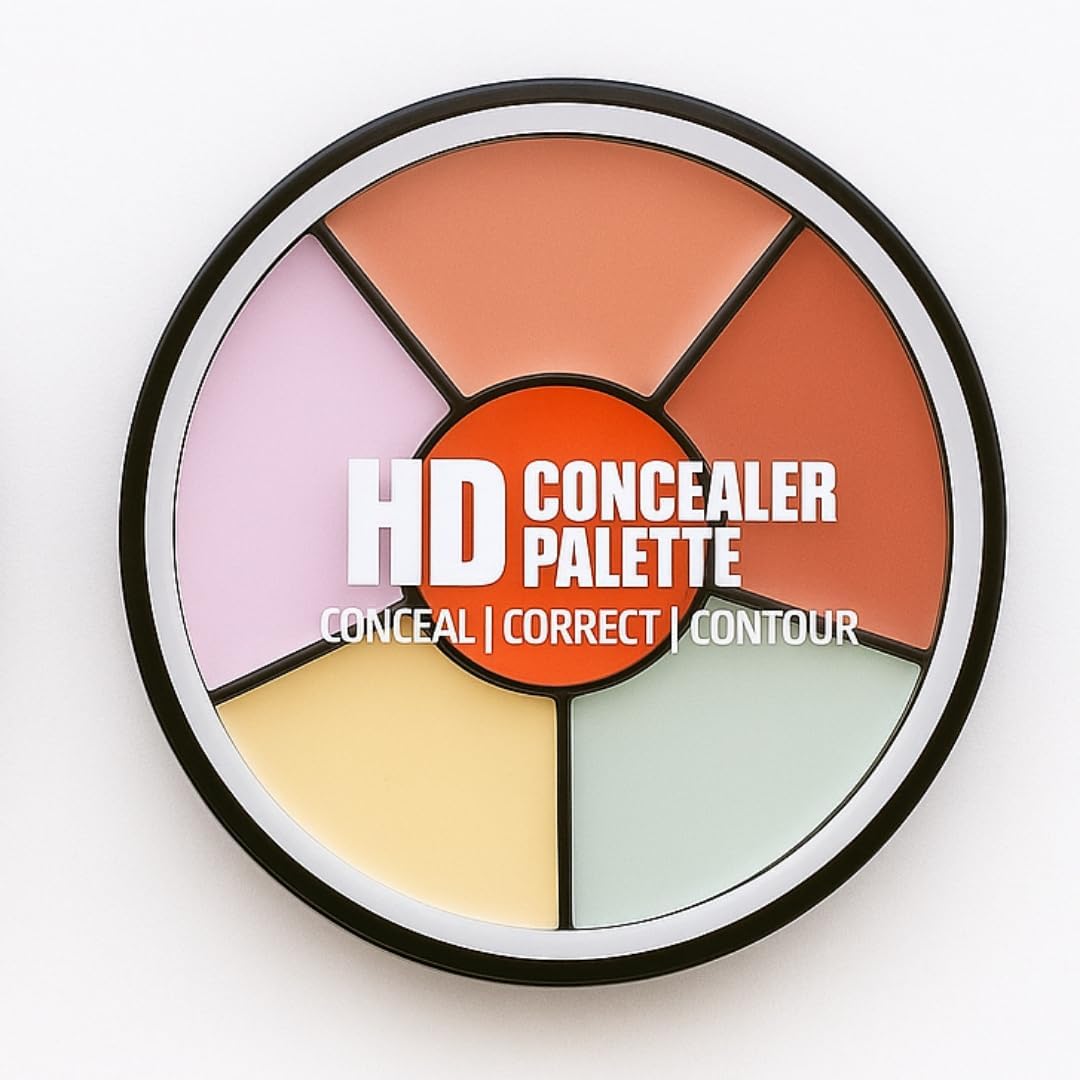 HD Professional 3 in 1Concealer Palette, Color Correcting and Contouring Makeup Kit, Multi-Shade Cream Formula for Face (#1)-image-49