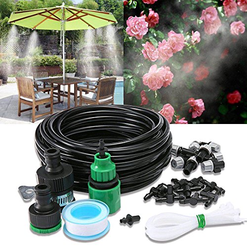 Wiewish Misting System 32.8ft Outdoor Cooling Mist System Drip Irrigation Mister with 10pcs Misting Nozzle Spinklers for Patio Garden Greenhouse Wiewish Misting System 32.8ft Outdoor Cooling Mist System Drip Irrigation Mister with 10pcs Misting Nozzle Spinklers for Patio Garden Greenhouse