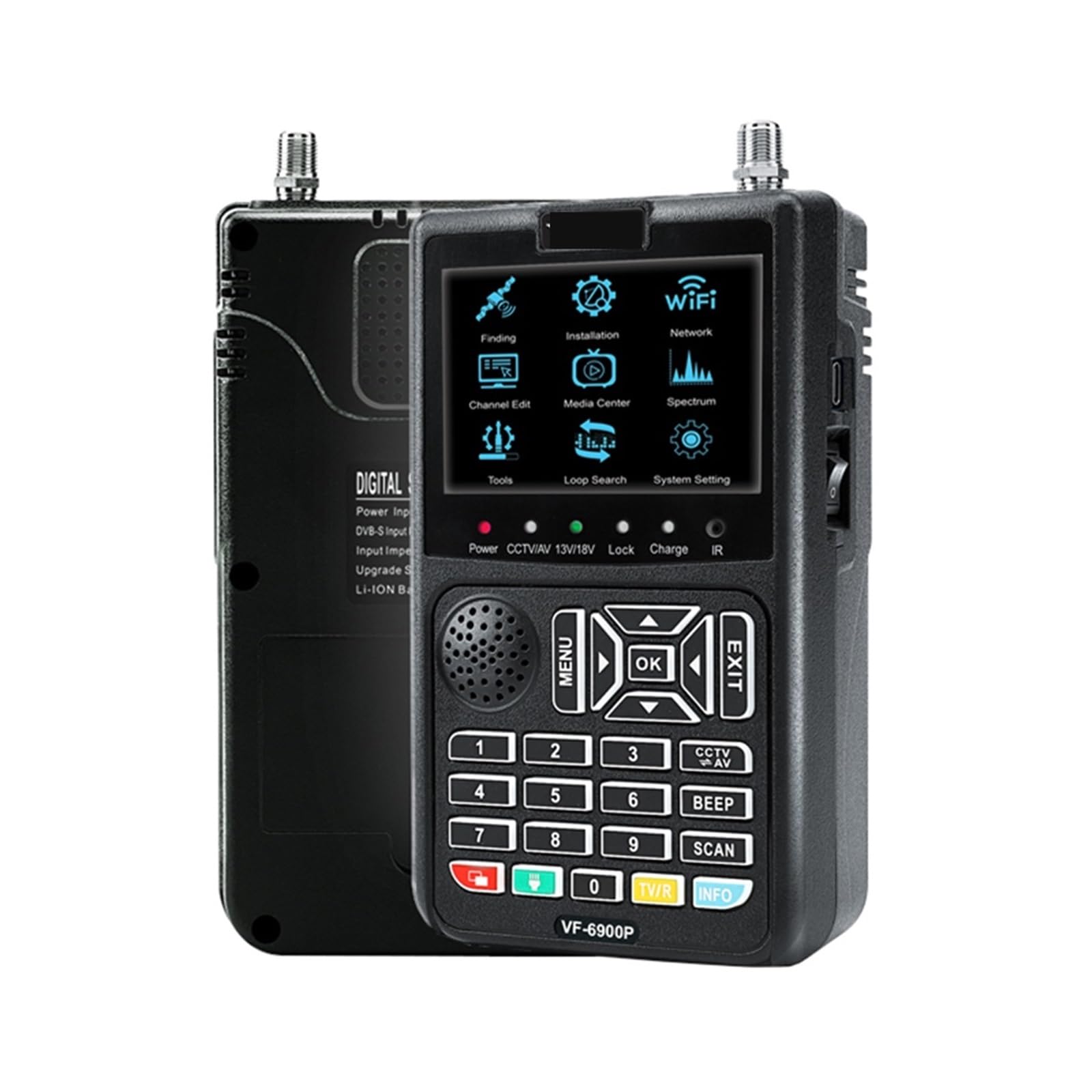 Receptor de satélite Receptor de TV del programa de vídeo en de la pantalla TFT combinada del buscador de satélite de HD Digital 3.5” para Antenas de Sistemas de Recepción Remota(VF-6900 Pro CCTV)