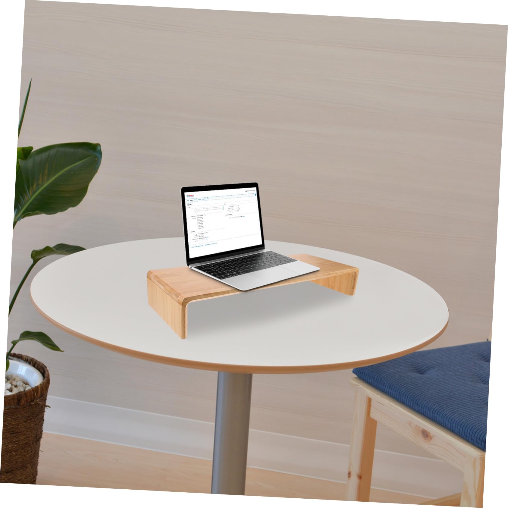 jojofuny Supporto per Monitor in bambù Beige Rialzo Ergonomico per Postura Confortevole e Benessere Visivo, Semplice e Rustico per Casa e Ufficio