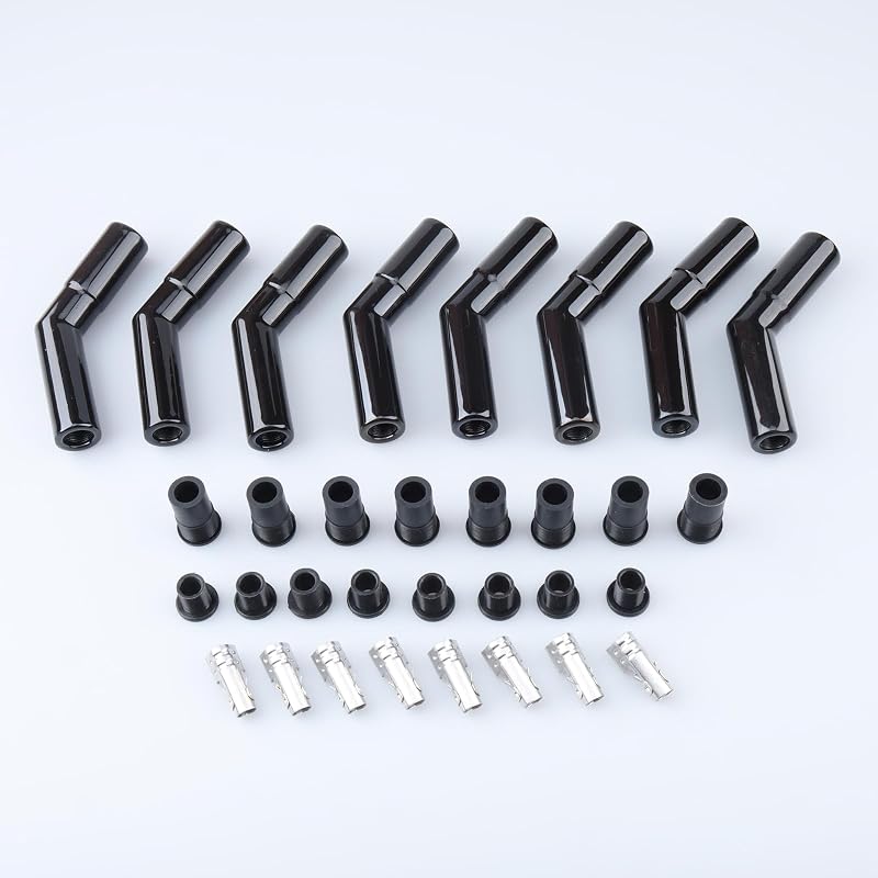Kit de cachimbos cerâmicos para velas de ignição AC PERFORMANCE 45° preto para cabos de 8 mm – 8 unidades