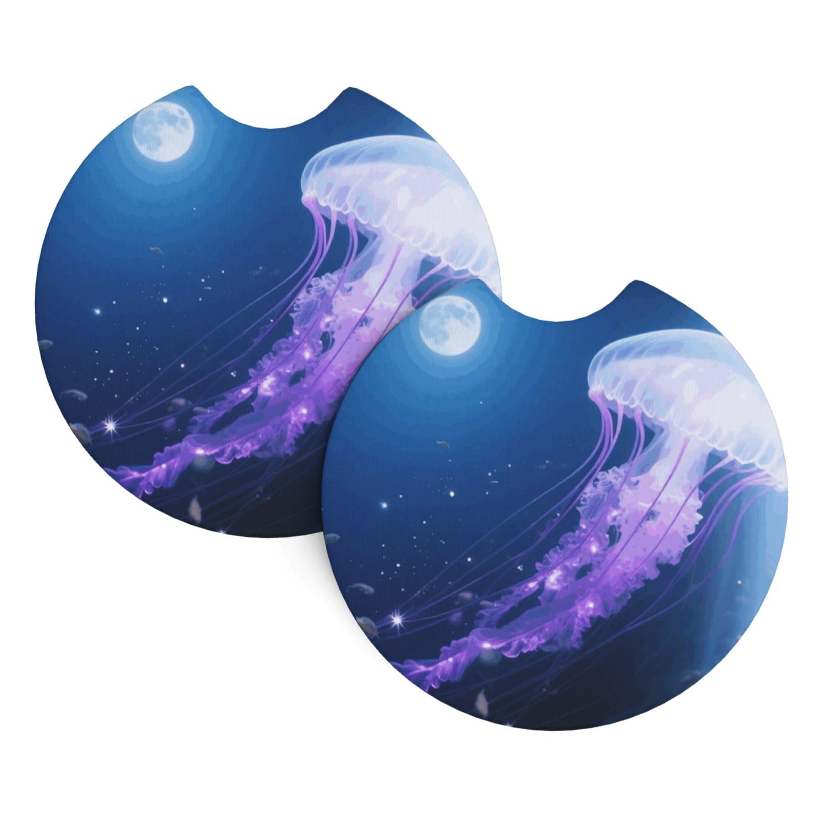 2 Pack Car Coaster for Cup Holders Beautiful Jellyfish Car Cup Coaster 2.7" Neoprene Non-Slip Automotive Cup Mat Universal Auto Car Interior Accessories for Women Men Cup Pad