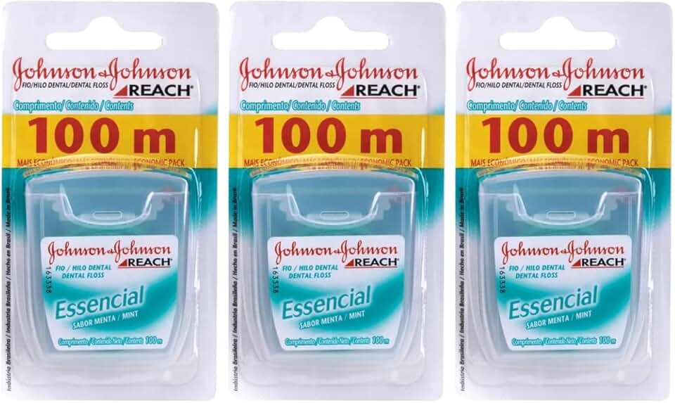 Kit Com 3 Fio Dental Essencial Johnson'S Menta 100m | Pack Econômico