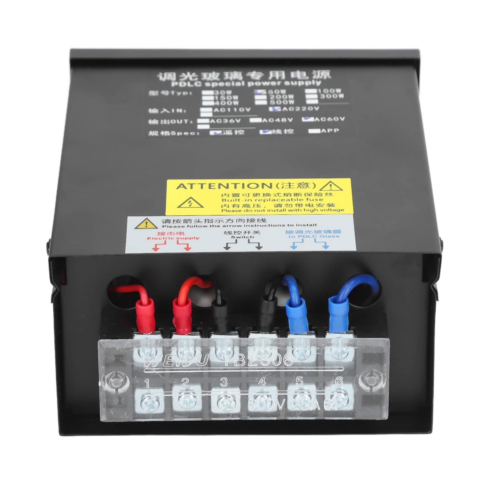 Fuente de Alimentación Inteligente, Fuente de Alimentación de Vidrio PDLC Inteligente de 50 W con Receptor de Control Remoto, para Equipos de Proyección, Puertas, Ventanas y (CA 220 V.)