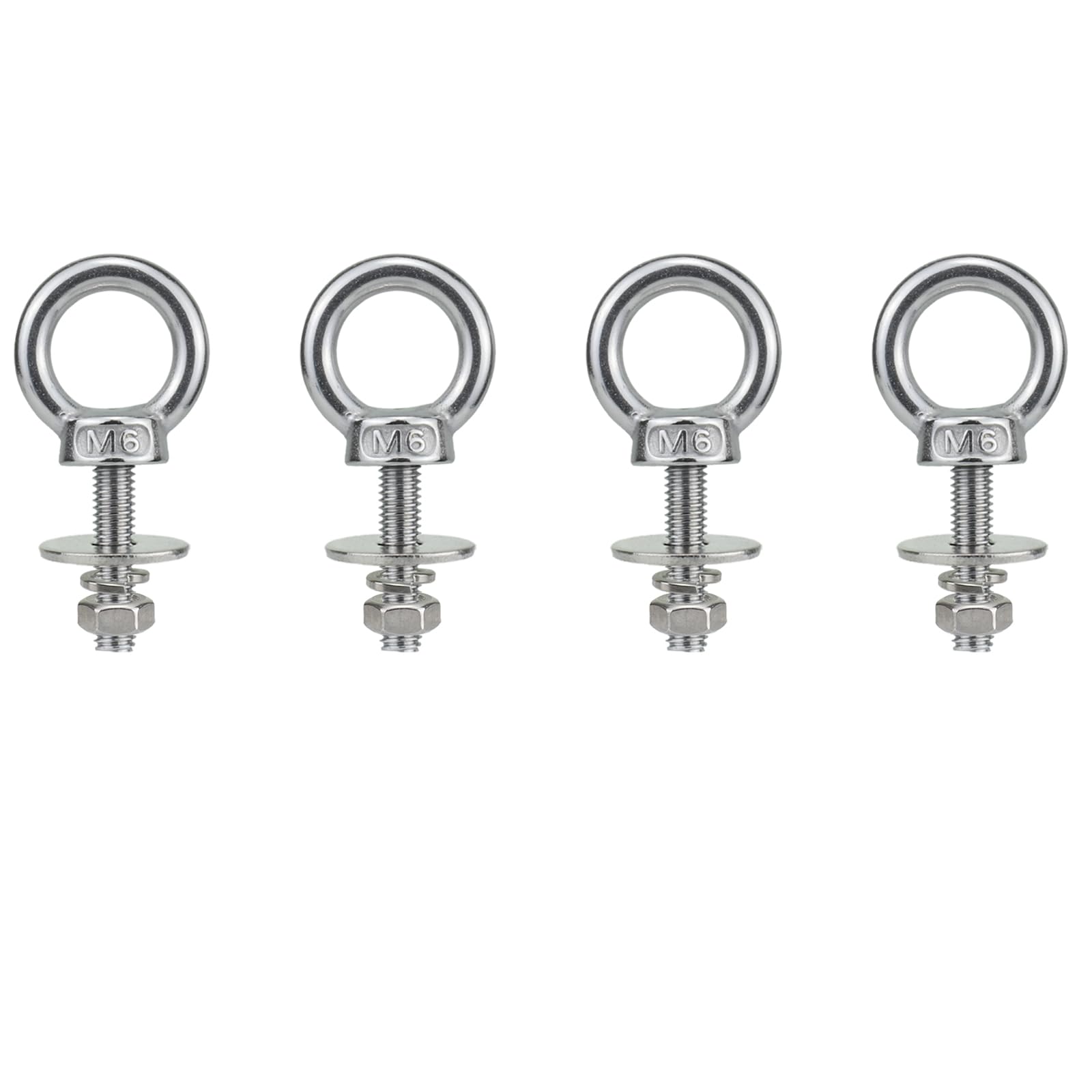 4 Pack M6 Stainless Steel Ring Eye Bolt with Nuts and Washer, 1/4" x 1 inch Lifting Eyebolt for Swing Board Tire Tyre, Screw Bolt Anchoring kit for Tie Down Straps โ image 1