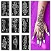 Mzstgh Henna Tattoo Stencils kit,Temporary Tattoos Stencils Reusable Henna Tattoo kit for Hand Forearm Airbrush Tattooing Template, Indian Temporary Tattoo Stickers
