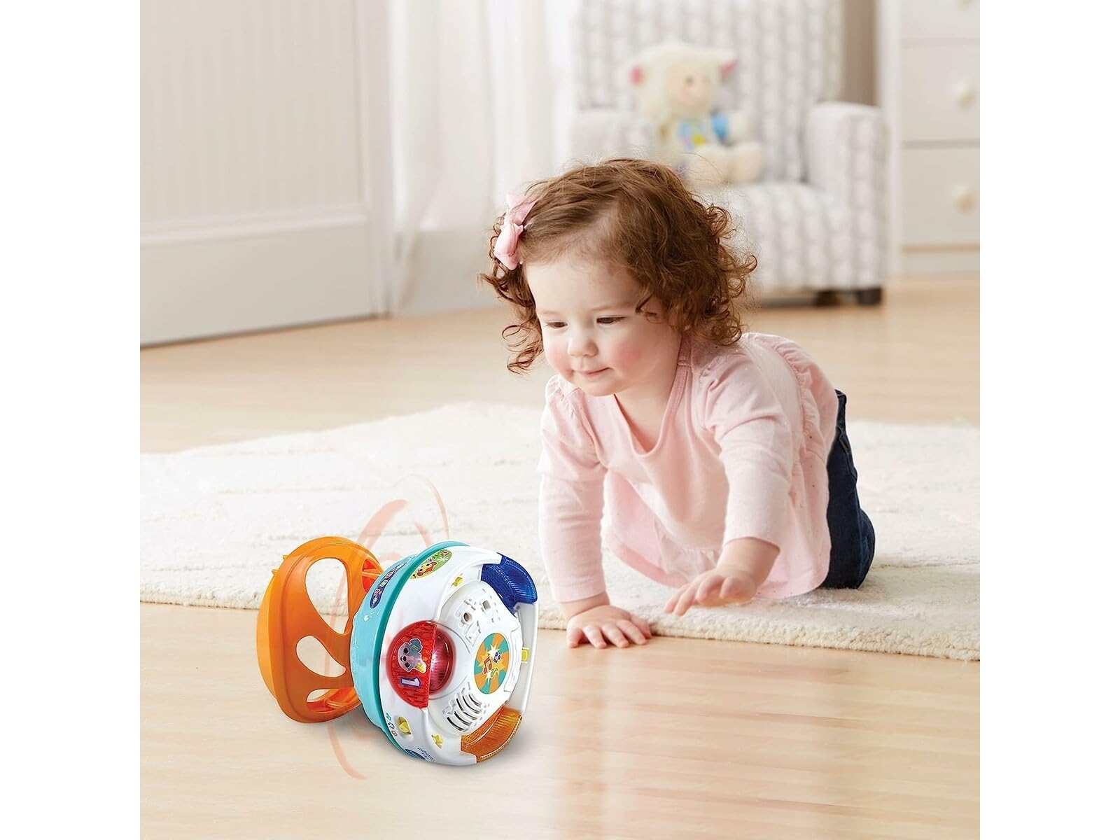 VTech - Rueda la Bola 3 en 1, Pelota interactiva para bebés +9 Meses, transformable en diábolo y Tambor, Versión ESP