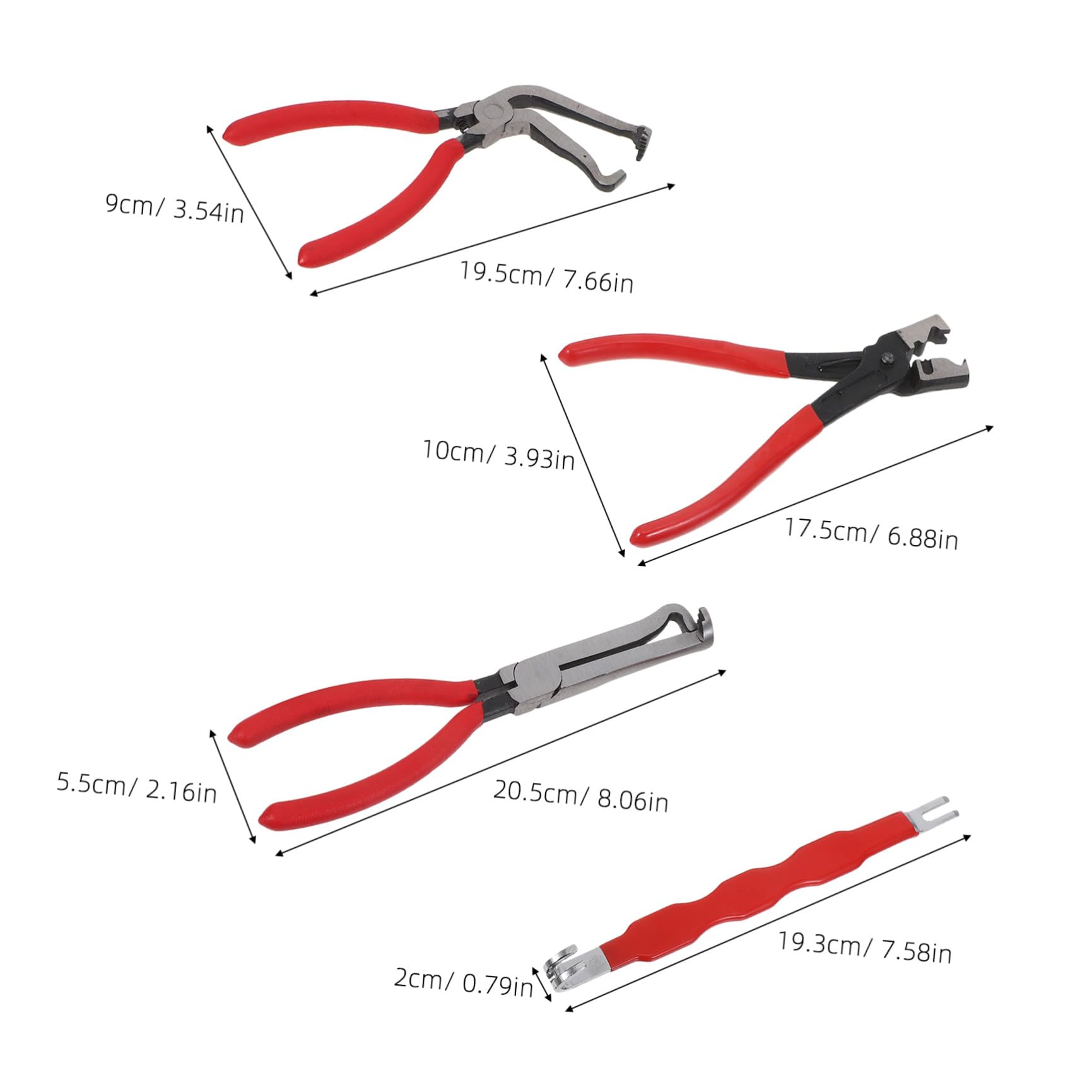 ULTECHNOVO Set Pinze per Scollegare Connettori Elettrici e Tubi del Carburante per Auto, Camion e SUV, Pinza Multifunzione Impugnatura Rossa Ergonomica, Strumenti per Manutenzione Elettrica