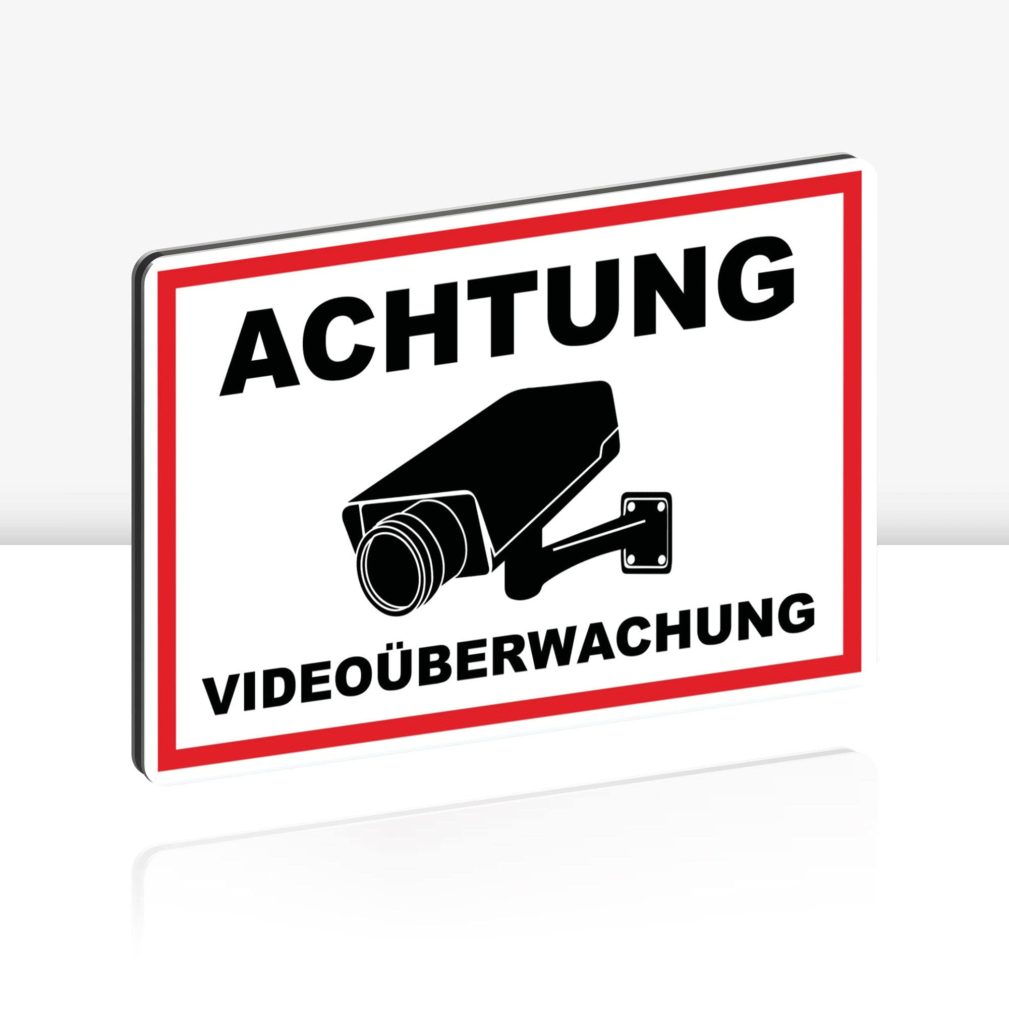 Achtung Videoüberwachung Schild 30 x 20 cm Alu 3mm Alu-Dibond stabile Aluminiumverbundplatte dieser Bereich wird überwacht Schild mit UV-Schutz von STROBO