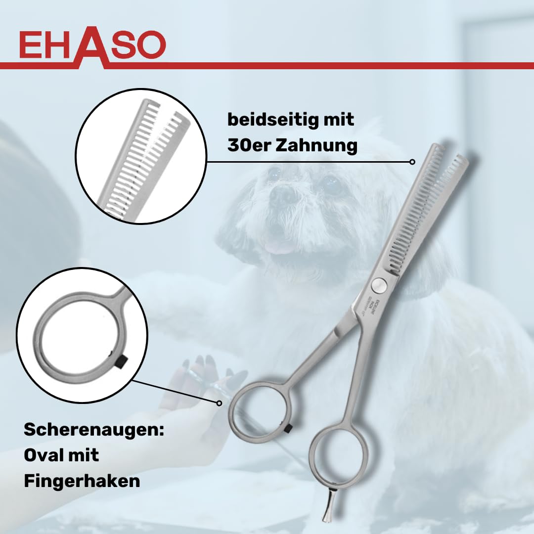 EHASO doppelseitige Effilierschere Rostfrei, 17cm mit 30er Zahnung