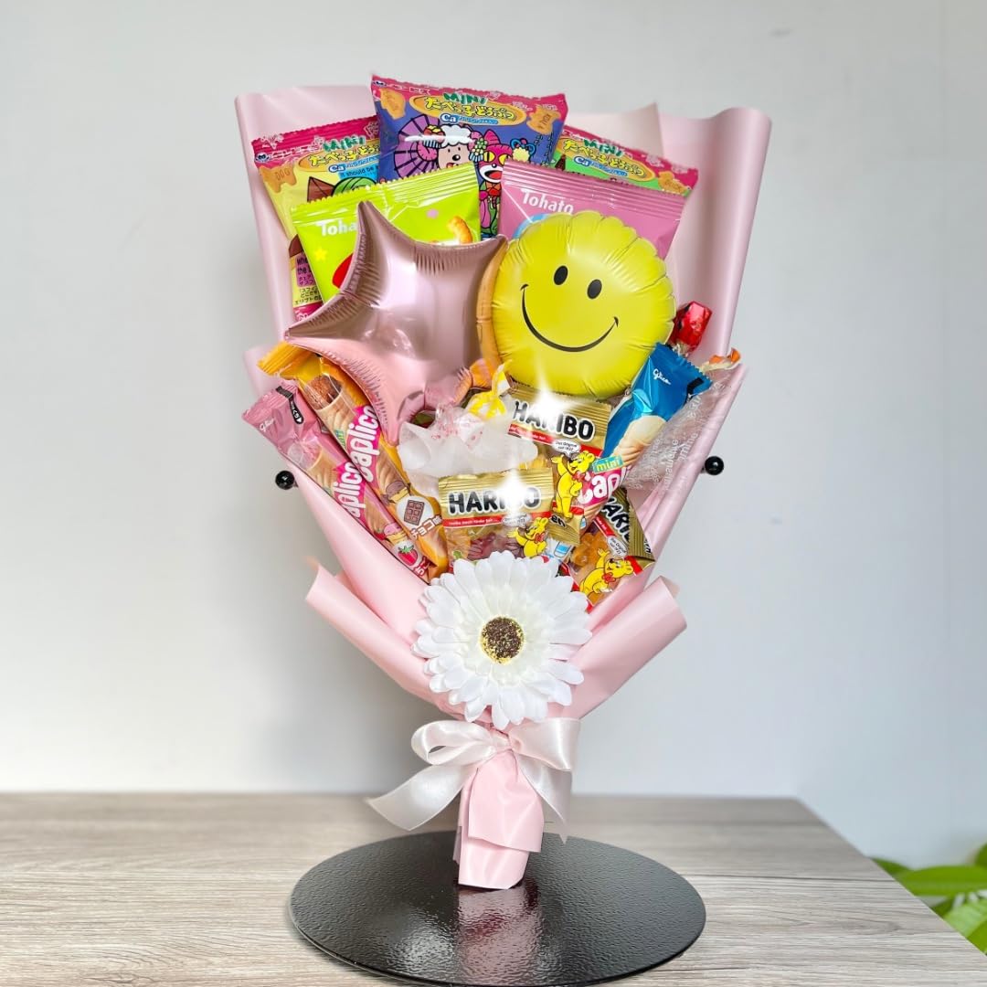 Amazon.co.jp: スナックブーケ smaile star ピンク、お菓子