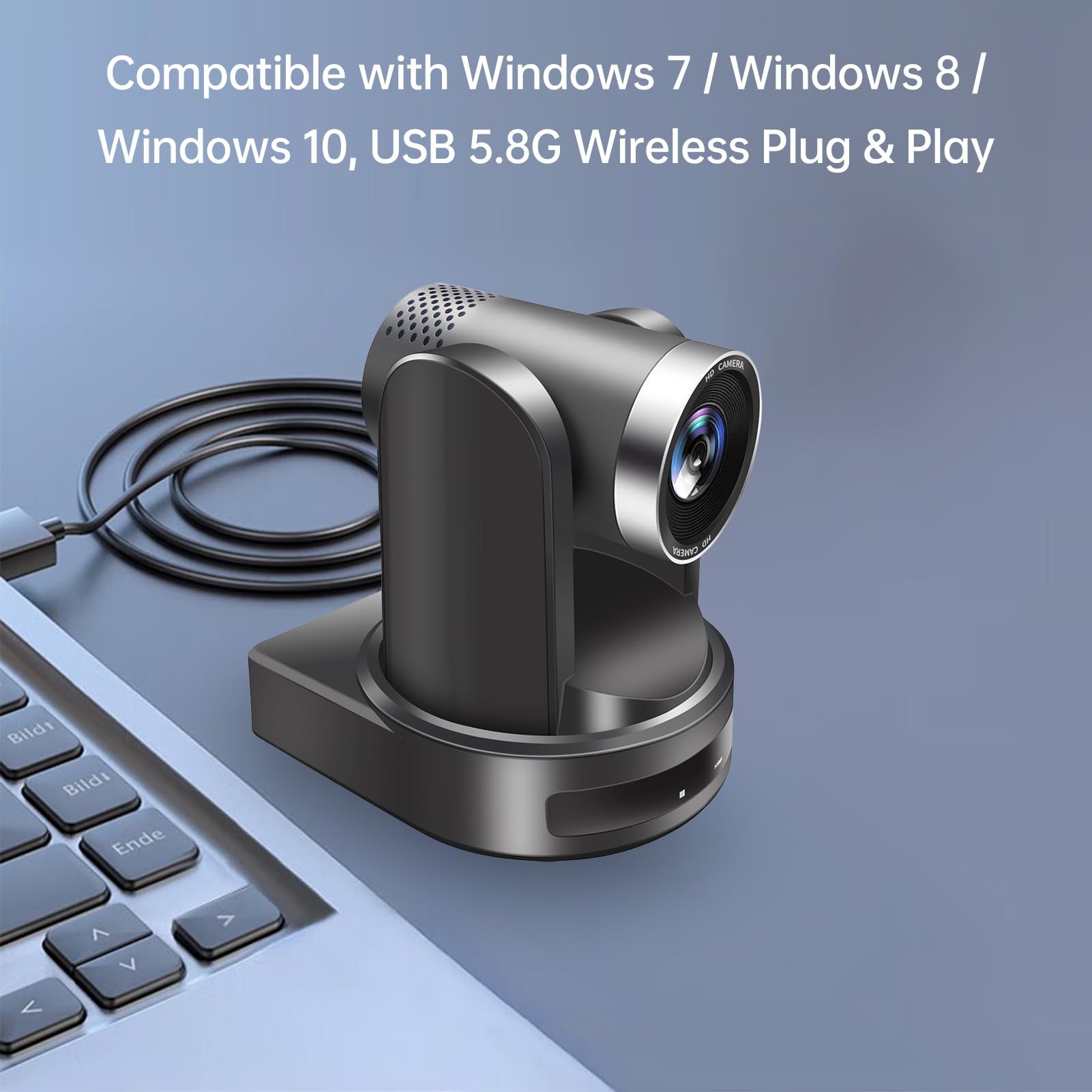 Irfora Telecamera PTZ per conferenze 4K 8MP HD Zoom Ottico 10X USB Videocamera Wireless per sala conferenze Webcam Con telecomando per riunioni Business Education
