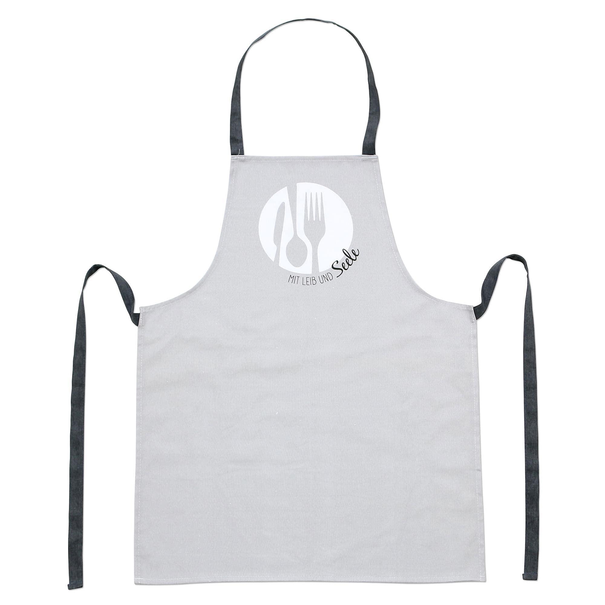 Tablier de cuisine coton avec bandes de taille motif Corps et âme