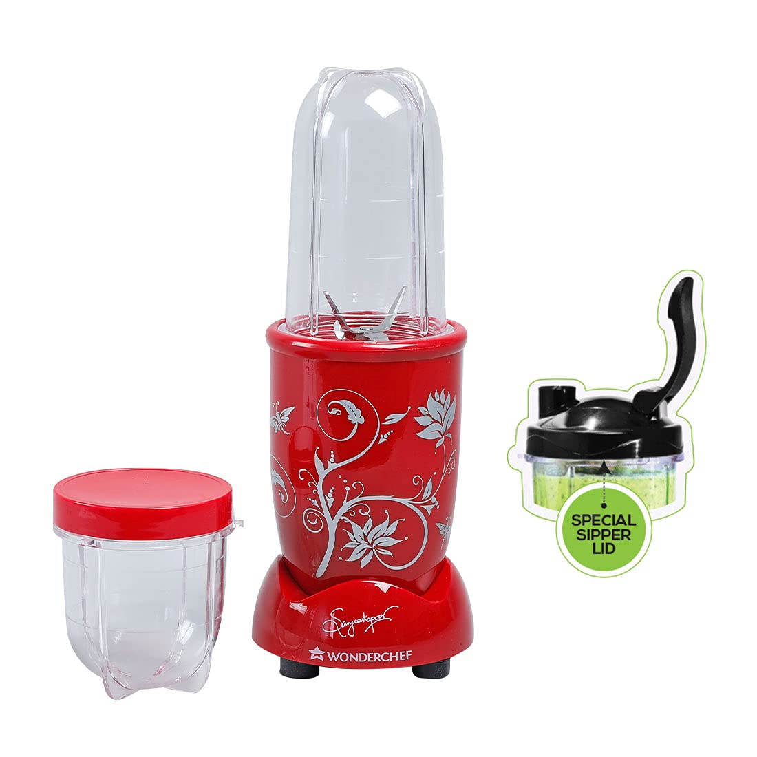 Wonderchef Nutri-Blend, 400W, 22000 RPM Mixer-Grinder, Blender, SS Blades, 2 Unbreakable Jars, With Sipper Lid, 2 Years Warranty, Red, Online Recipe Book By Chef Sanjeev Kapoor-image-25