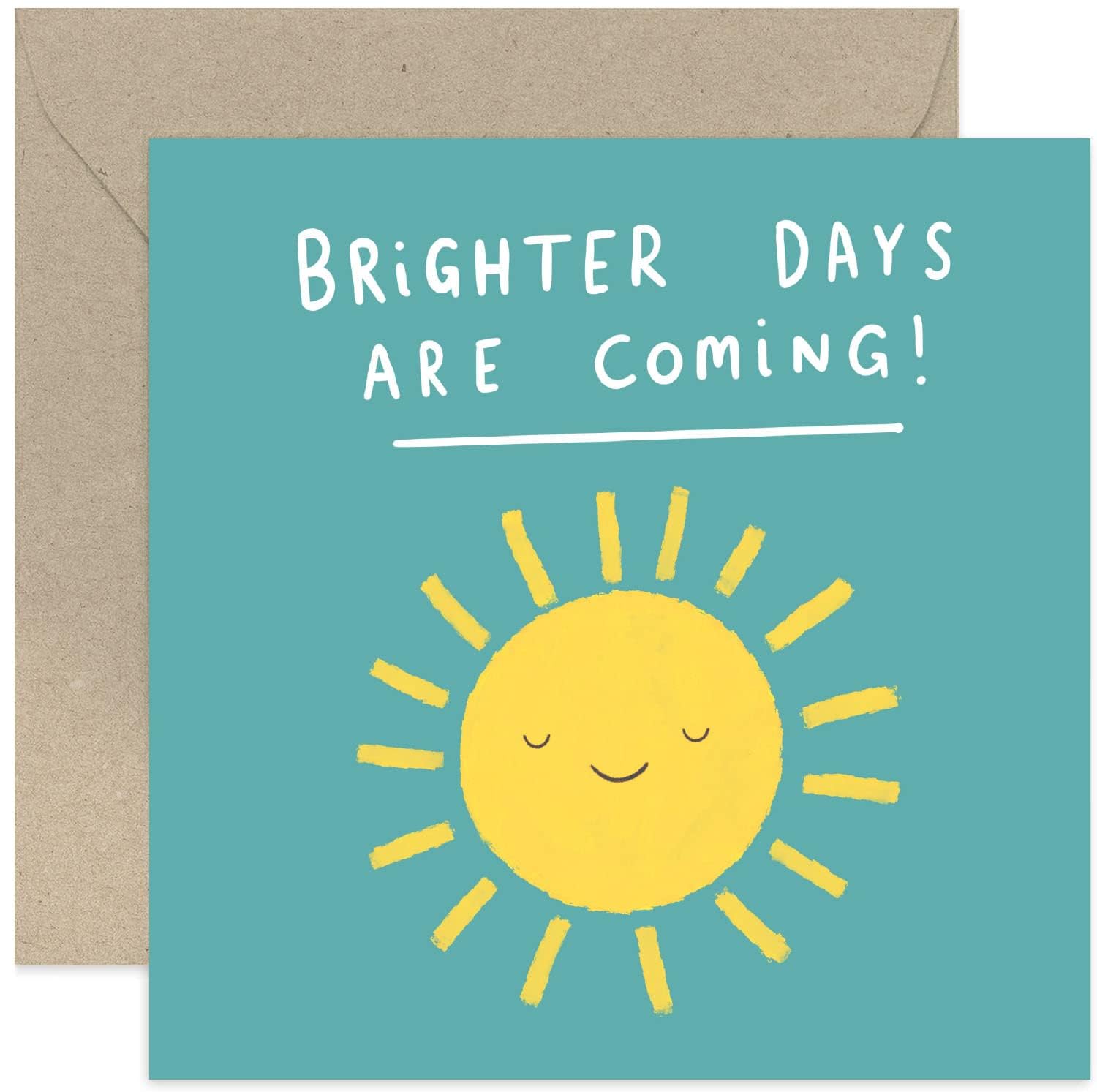 Old English Co. Cute Thinking of You Card for Men and Women - 'Brighter Days Are Coming' Support Get Well Card for Friends and Family - Feel Better