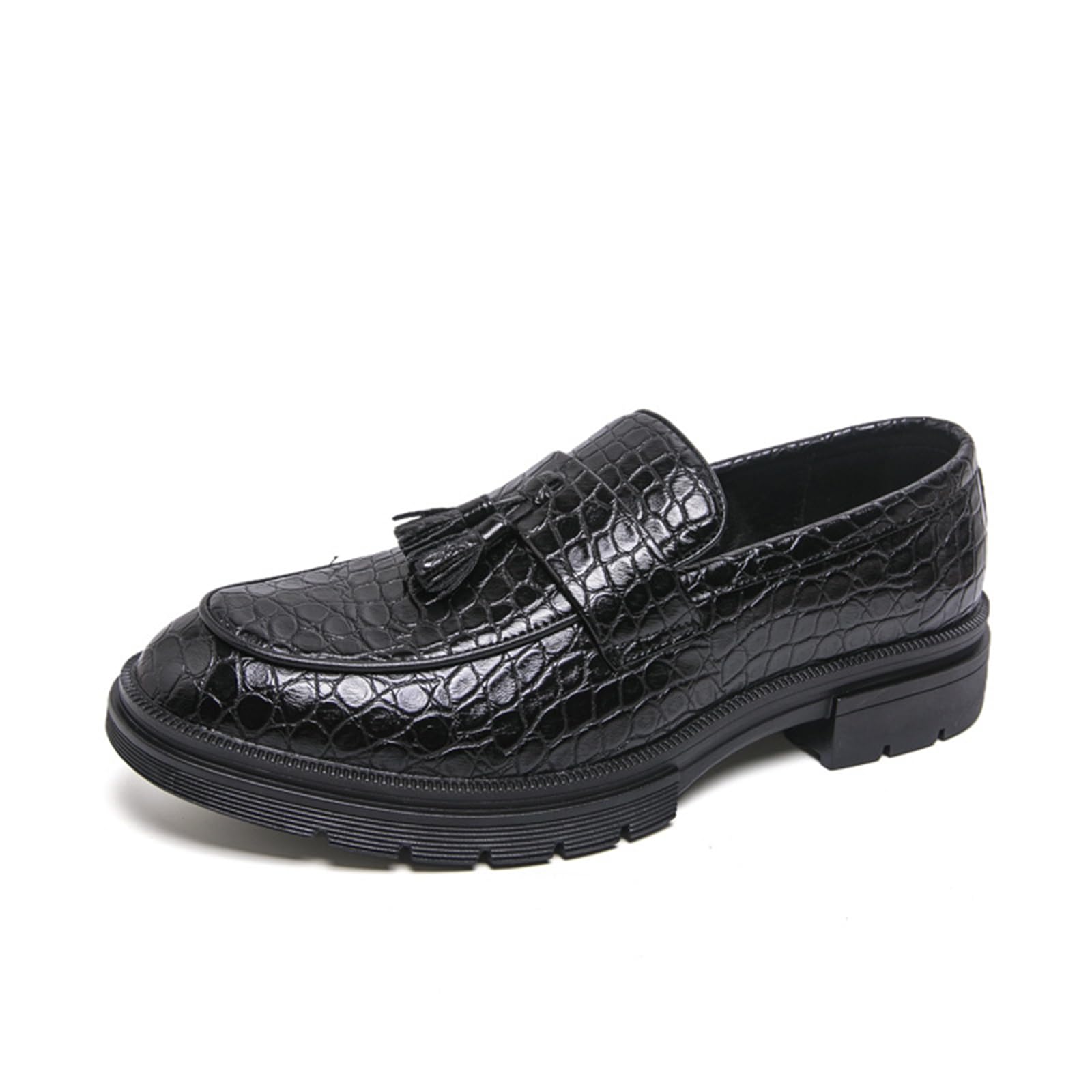 Mocasines con Borlas para Hombre Zapatos de Vestir Piel Sintética PU Cocodrilo Elegantes Casual Negocios