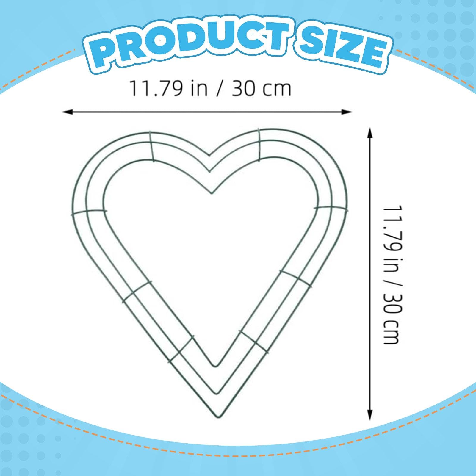 Perfeclan Couronne en Forme de cœur (3 pièces) - Support pour Couronne de 30 cm (11,81 Pouces) - Anneau Floral à Monter soi-même - Idéale pour Les cérémonies,