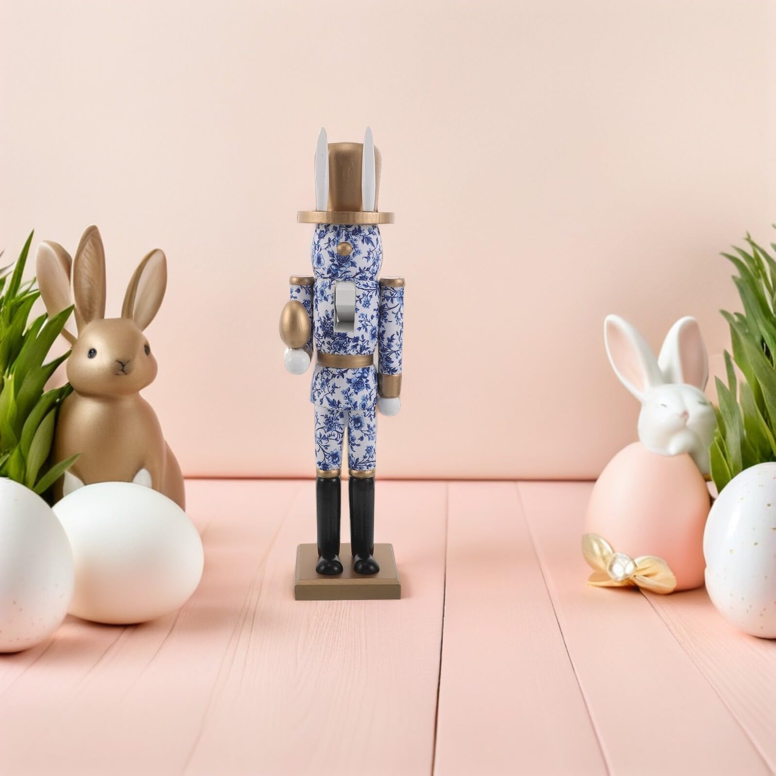 Blauer Hasen Nussknacker und Kunstharz Platzsparende Osterhasen Deko Figuren für Frühlingsparty Dekoration und Regaldekoration mit Orientalischem Charme