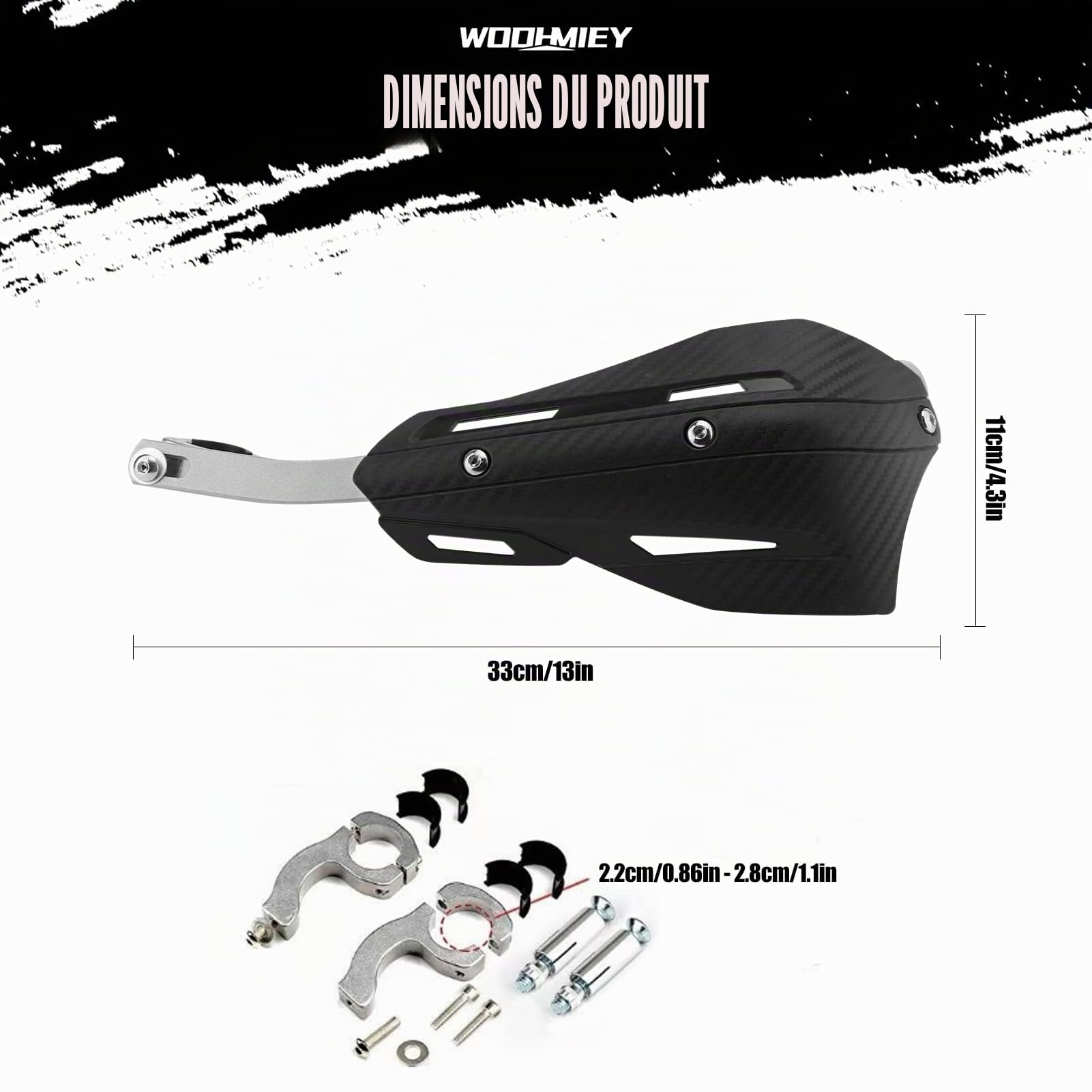 Protège-mains universel pour moto, réglable, en alliage d'aluminium et plastique PP, résistant aux chocs, protège de la pluie, de la poussière et de la boue, poignée argentée