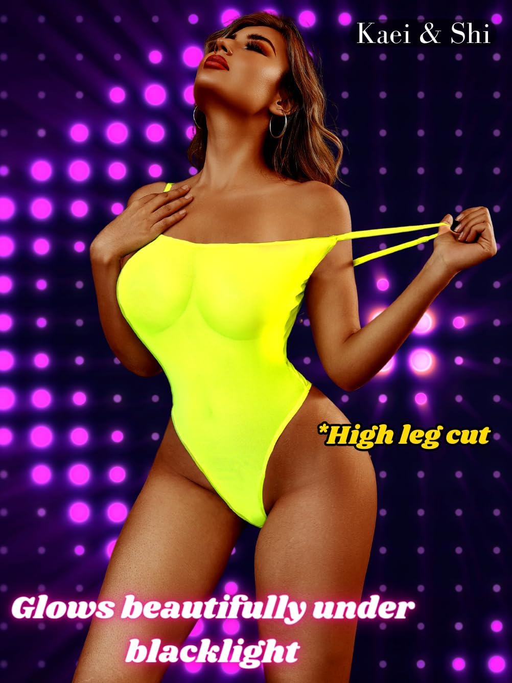 Kaei&Shi Mesh Bodysuit For Women,Spaghetti Strap Backless High Cut Sexy Body Suit,One Piece Sheer Top Rave Outfits Club Date - Image 4