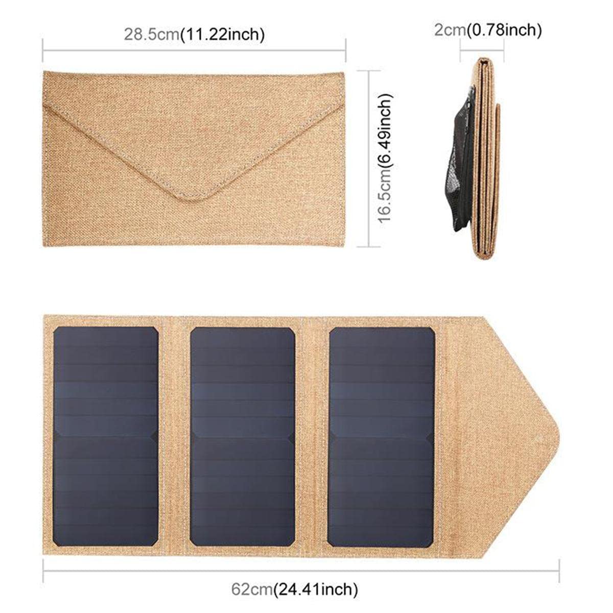 Caricatore per Pannello Solare Pieghevole 21W con 5V 2.9A Max Doppia Porte USB Pannello Solare, Caricatore Solare Portatile, per Smartphone, Tablet, Esterno, Campeggio,Giallo