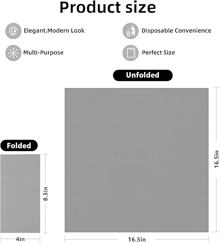 Miniatura 7 de KAMMAK Paquete de 100 servilletas de papel desechables de lino gris plegadas, servilletas de papel grueso de primera calidad, bolsillo para