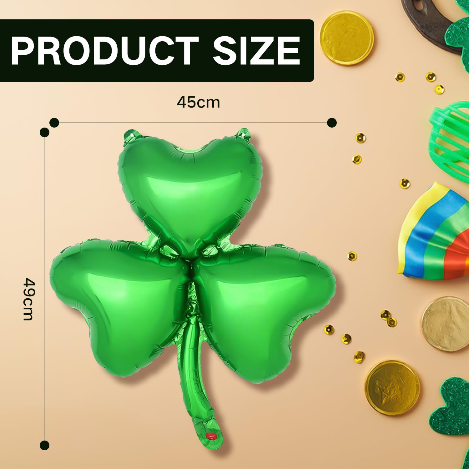 BORFUE Shamrock Foil Balloons Green Party Decor Balloon St Patricks Day Decorations Festival Foil Balloon Irish Themed Party Decorations Supplies (6) - Image 2