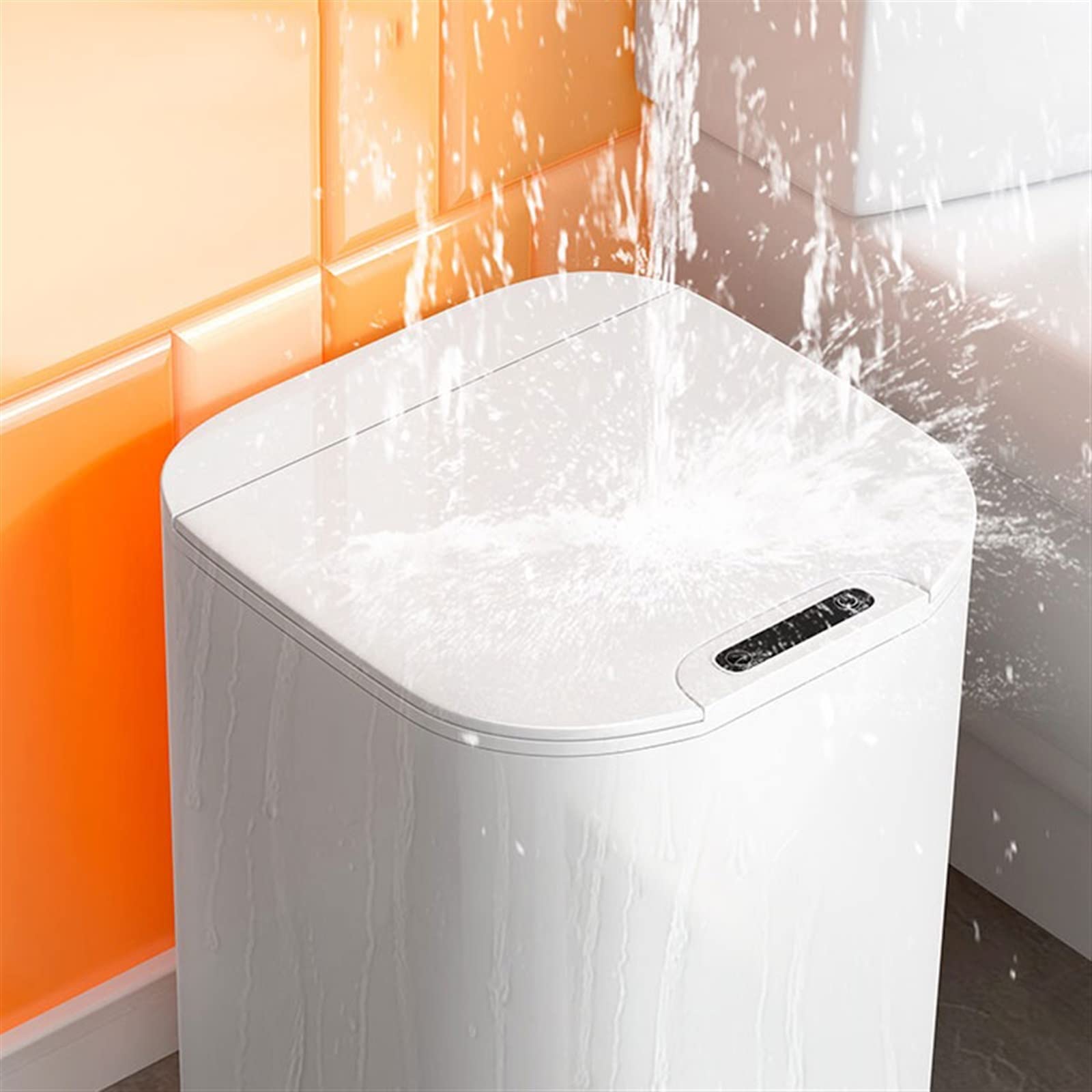 Papeleras automáticas Papelera de inducción automática de Gran Capacidad de 16L, Papelera Inteligente Grande for el hogar, Cesta de Papel higiénico con Tapa Cubos de Basura Tapa (Color : White)