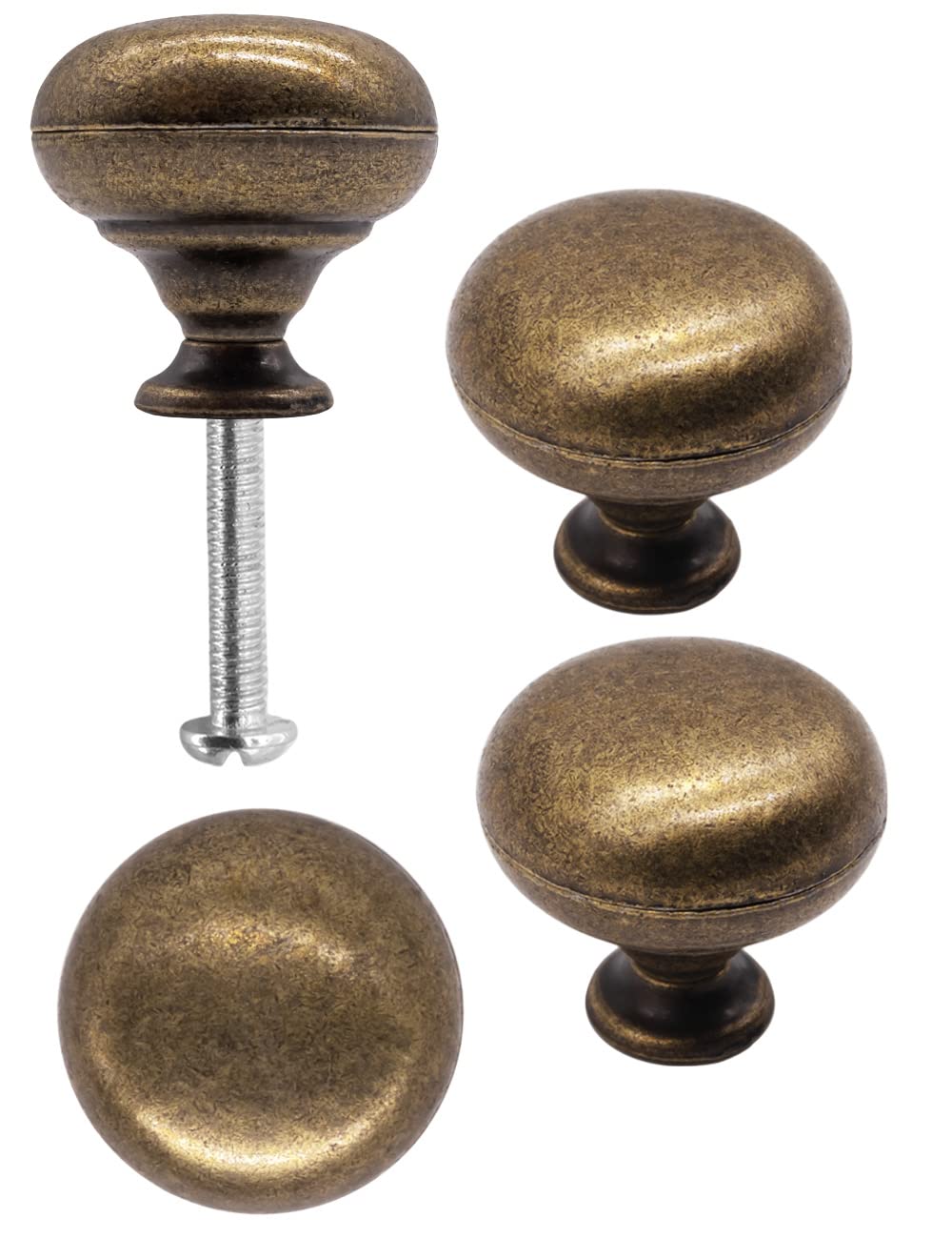 Fuxxer - Maniglie per mobili antiche, pomelli vintage in bronzo, set di 4 pomelli da 30x30 mm